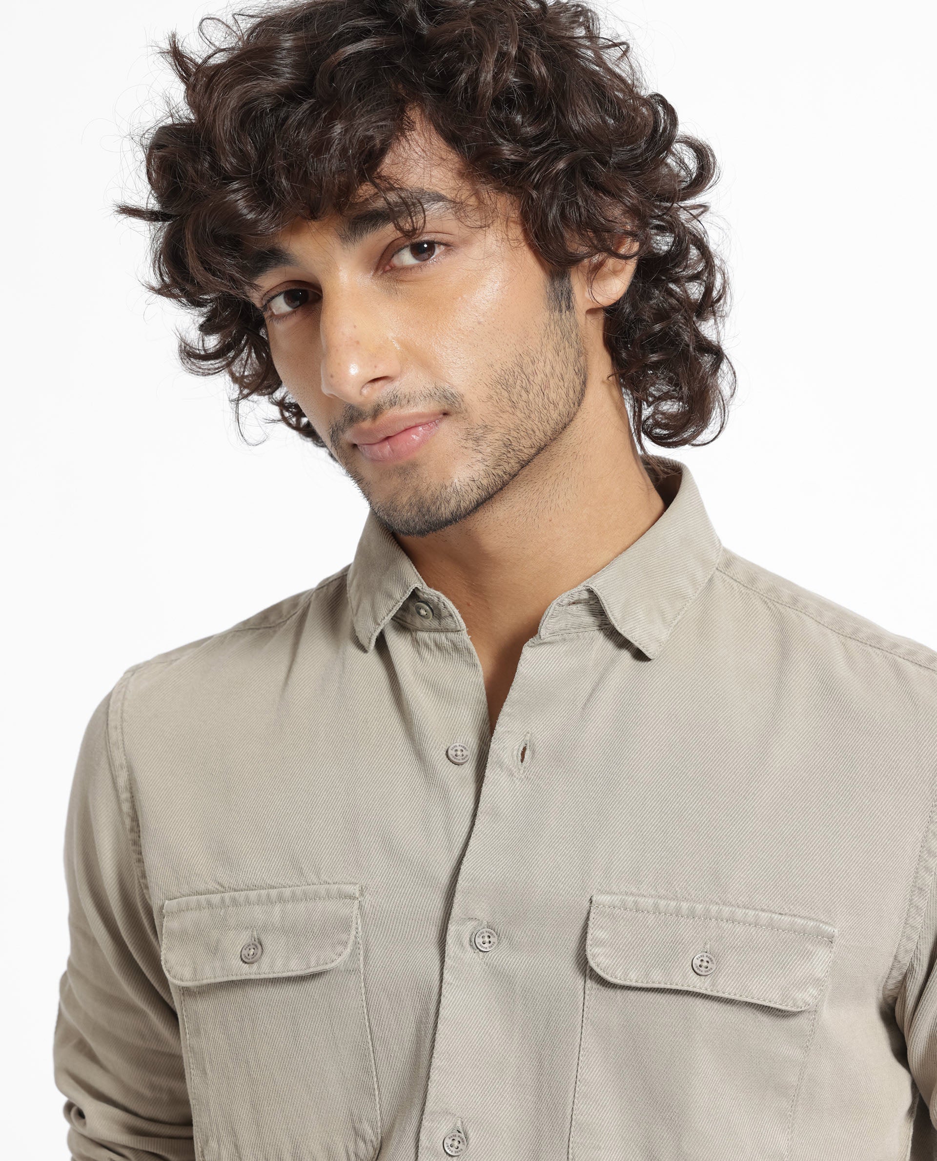 Rare Rabbit Men's Lipton Light Grey Cotton Plain Regular Fit Full Sleeve Collared Shirt - Image 6