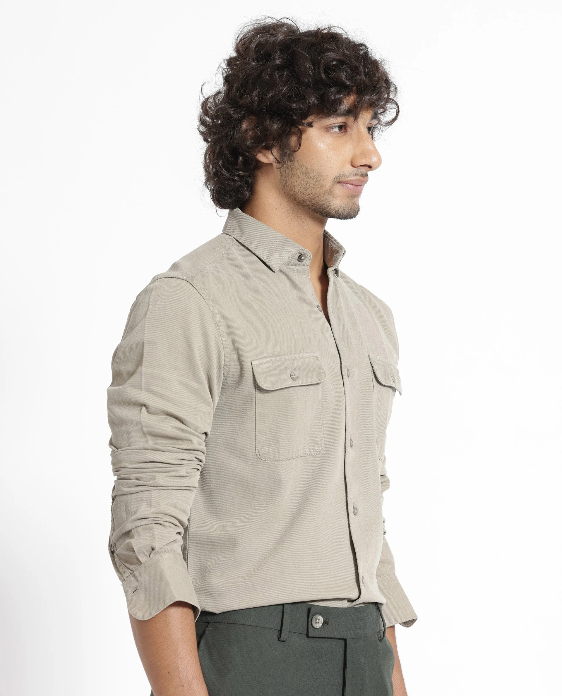 Rare Rabbit Men's Lipton Light Grey Cotton Plain Regular Fit Full Sleeve Collared Shirt - Image 9
