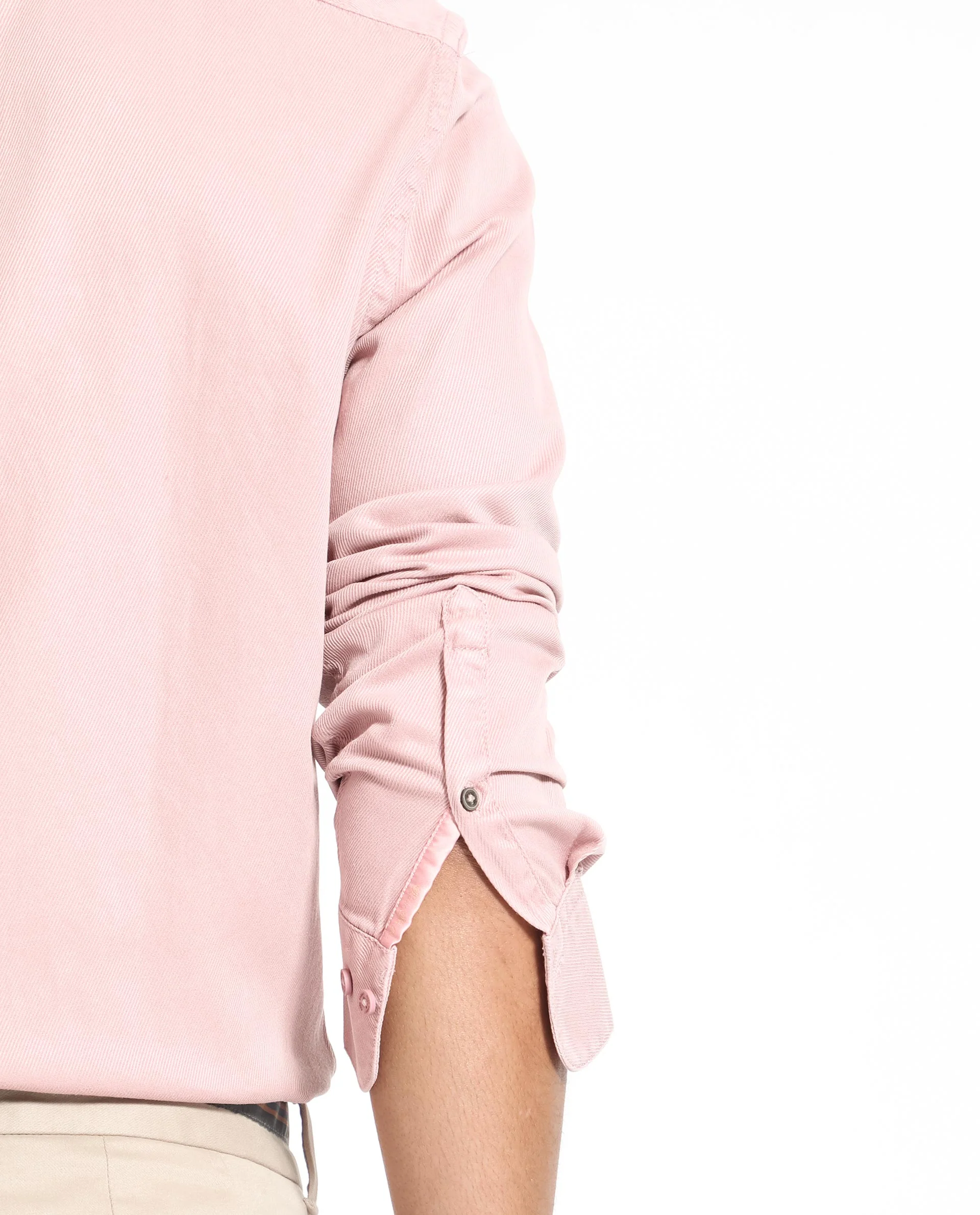 Rare Rabbit Men's Lipton Light Peach Cotton Plain Regular Fit Full Sleeve Collared Shirt - Image 5