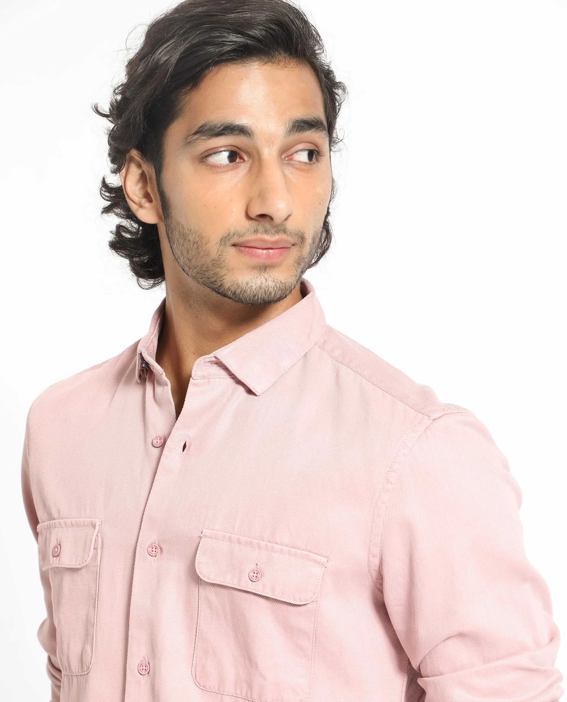 Rare Rabbit Men's Lipton Light Peach Cotton Plain Regular Fit Full Sleeve Collared Shirt - Image 7