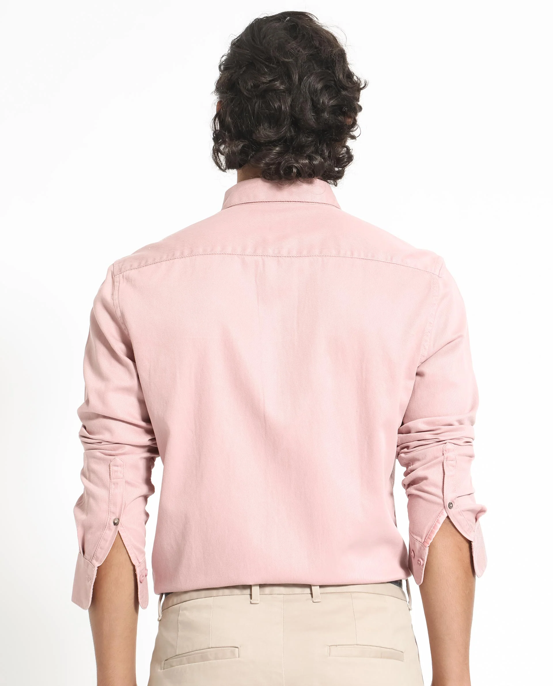 Rare Rabbit Men's Lipton Light Peach Cotton Plain Regular Fit Full Sleeve Collared Shirt - Image 8