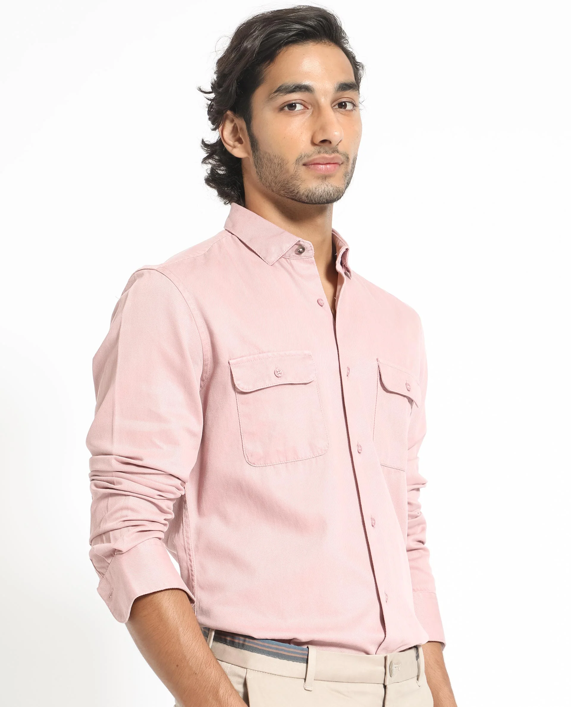 Rare Rabbit Men's Lipton Light Peach Cotton Plain Regular Fit Full Sleeve Collared Shirt - Image 9