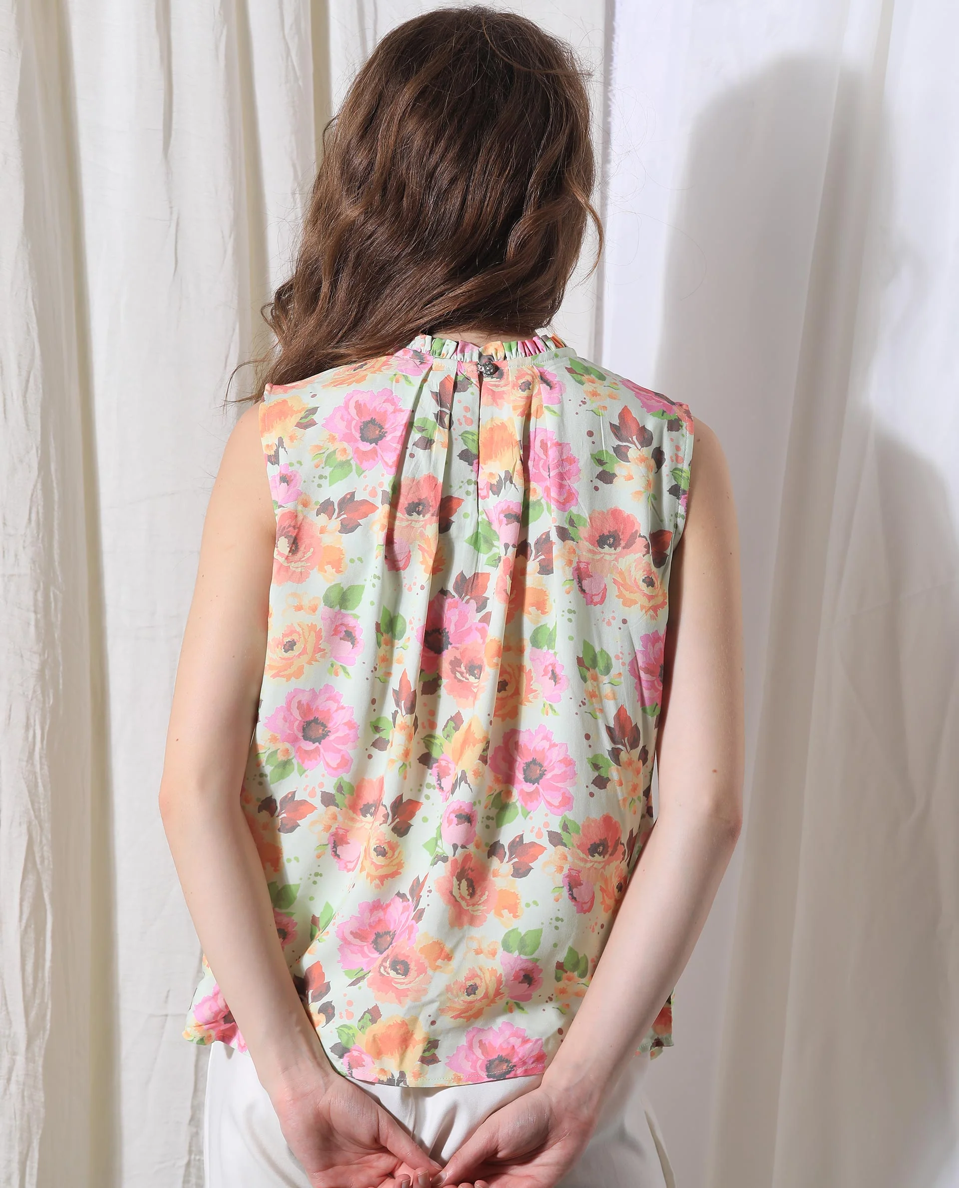 Rareism Women's Litty Multi Viscose Sweetheart Neck Floral Print Sleeveless Knee Length Regular Fit Top - Image 13