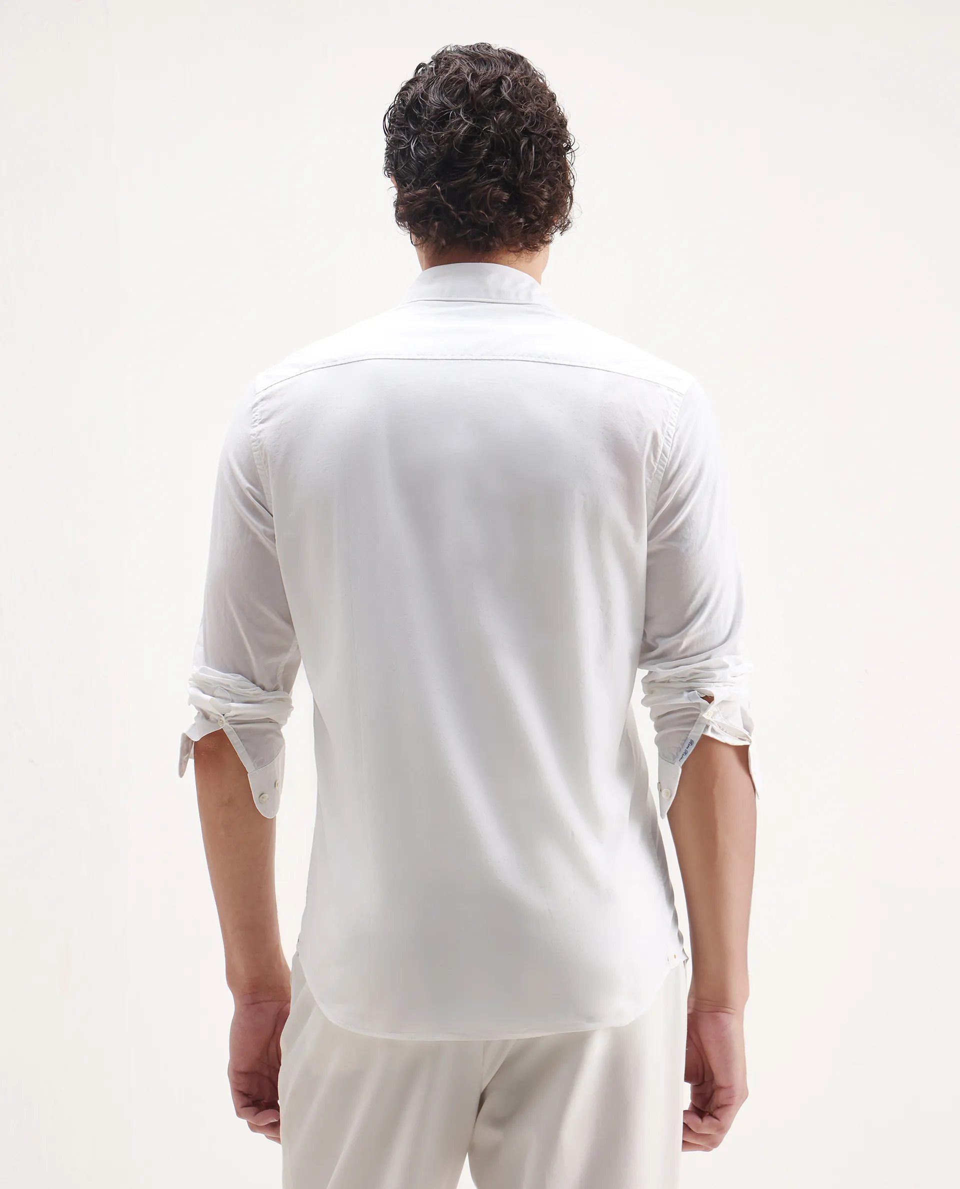 Rare Rabbit Men's Livio White Cotton Embroidered Regular Fit Full Sleeve Collared Shirt - Image 7