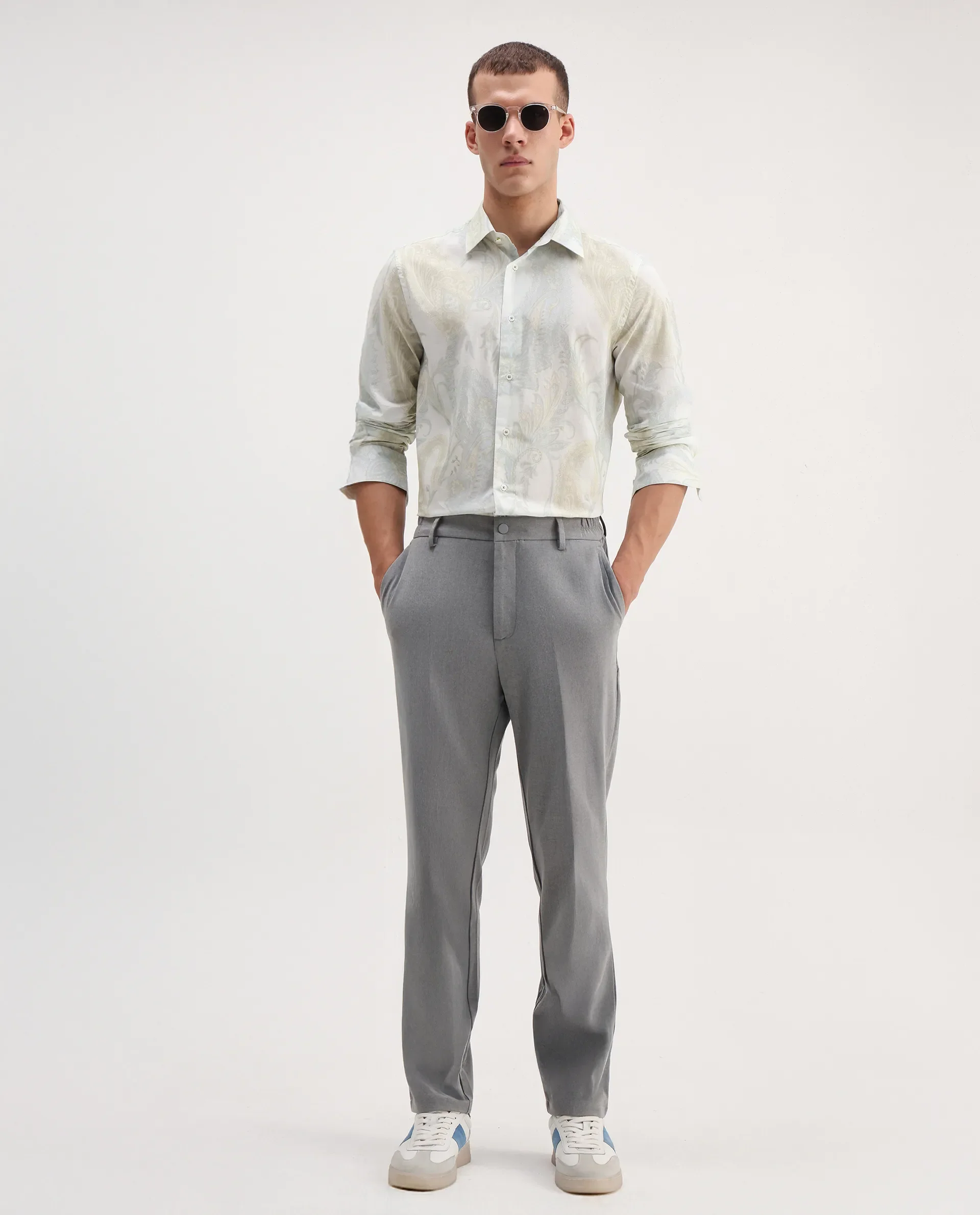 Rare Rabbit Men's Livra Off White Cotton Paisley Print Regular Fit Full Sleeve Collared Shirt - Image 2