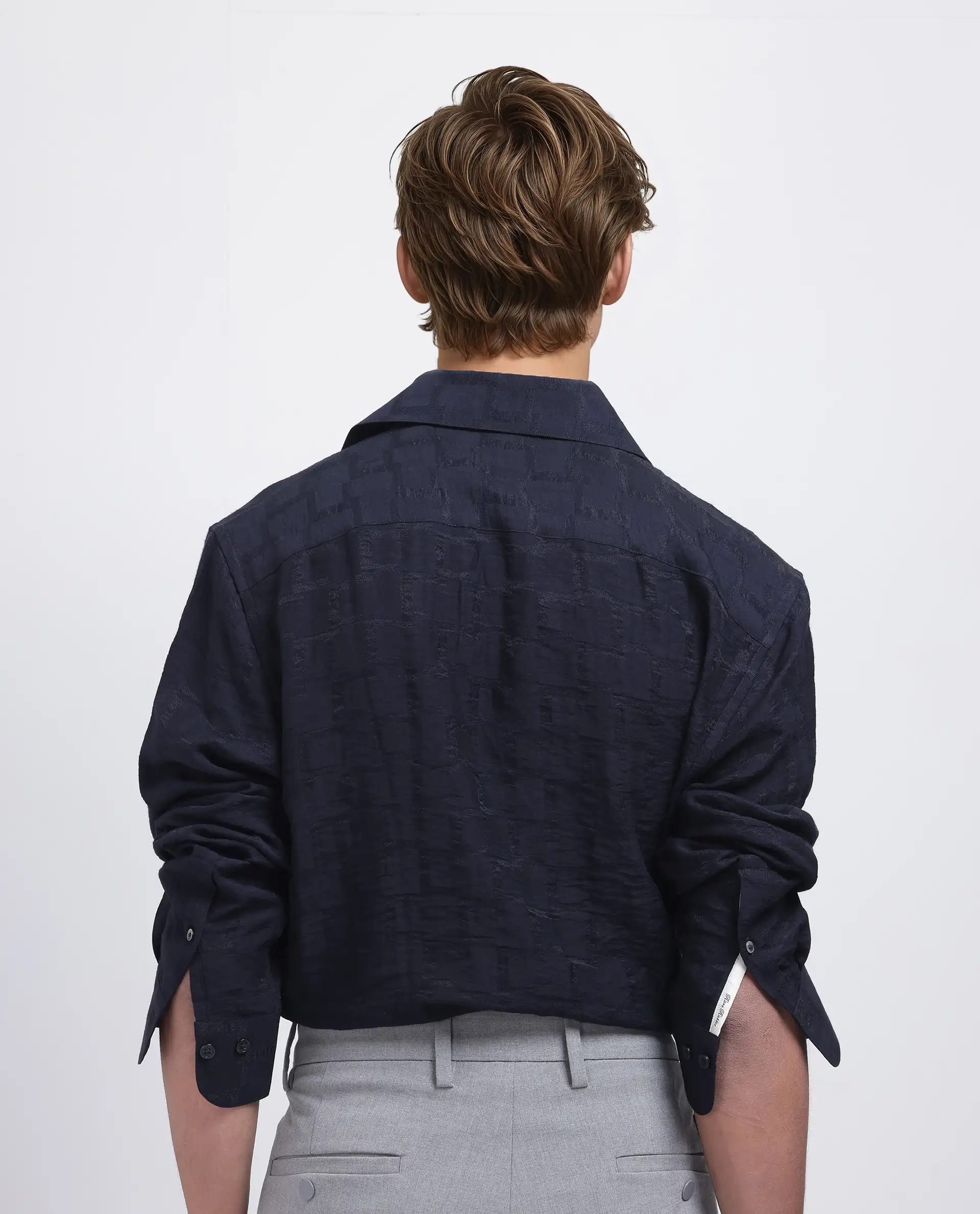 Rare Rabbit Men's Lixu Dark Navy Viscose Blend Jacquard Regular Fit Full Sleeve Collared Shirt - Image 4