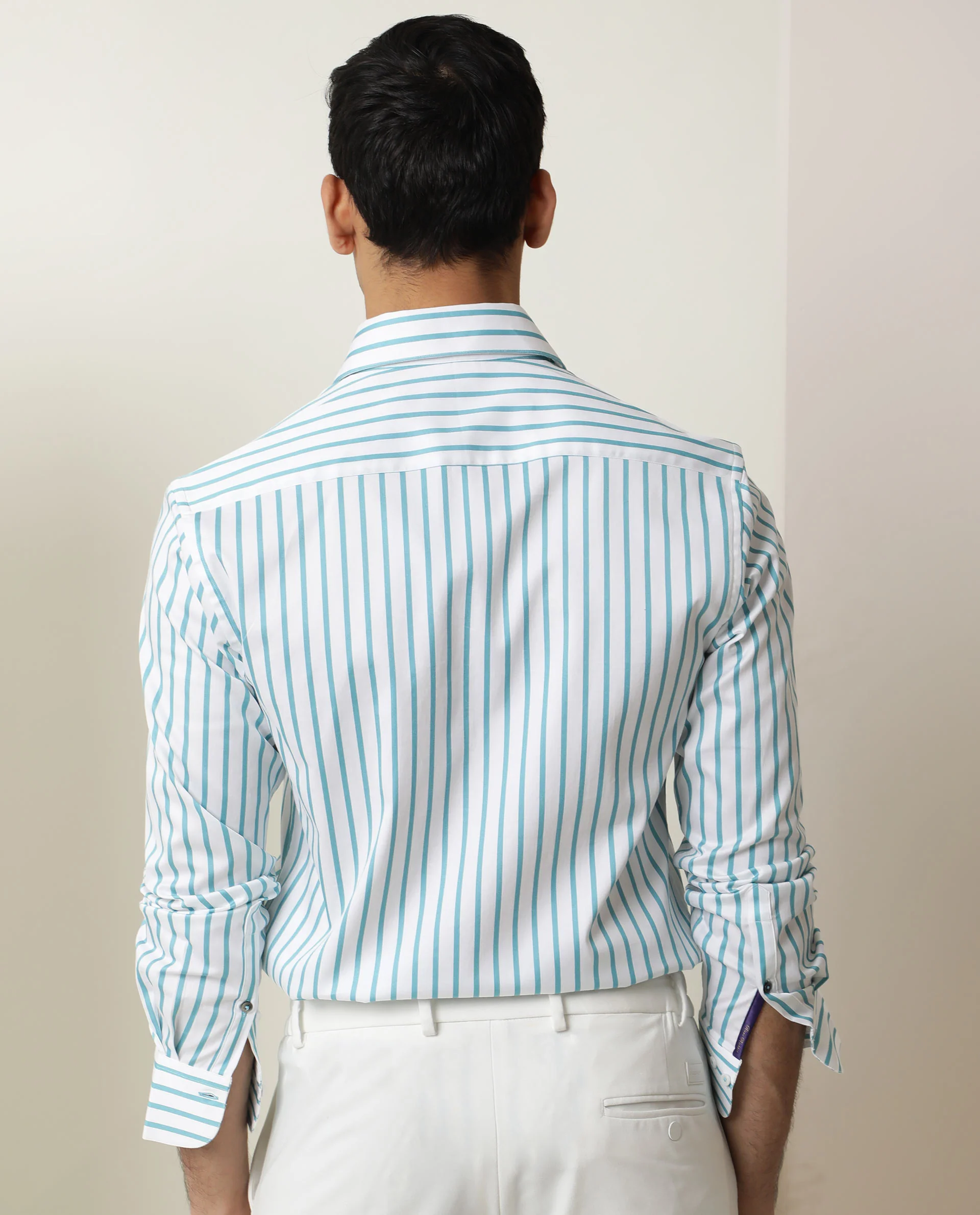 Rare Rabbit Men's Lobo Light Green Cotton Striped Print Regular Fit Full Sleeve Collared Shirt - Image 7