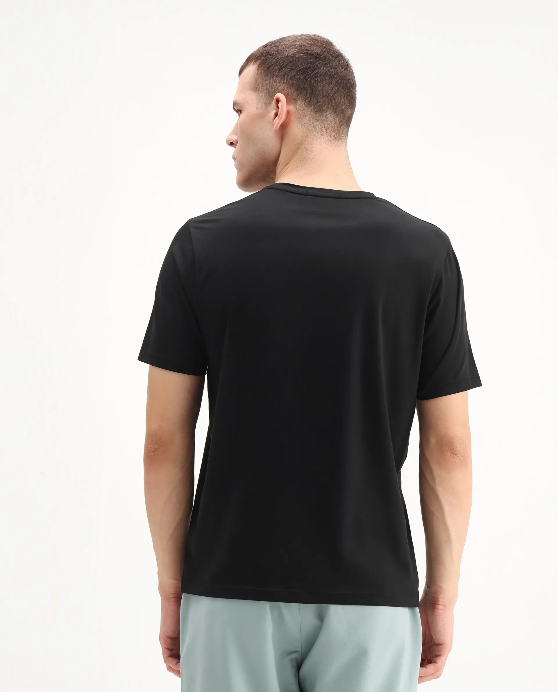 Rare Rabbit Men's Locon Black Cotton Blend Graphic Print Regular Fit Half Sleeve Crew Neck T-Shirt - Image 7