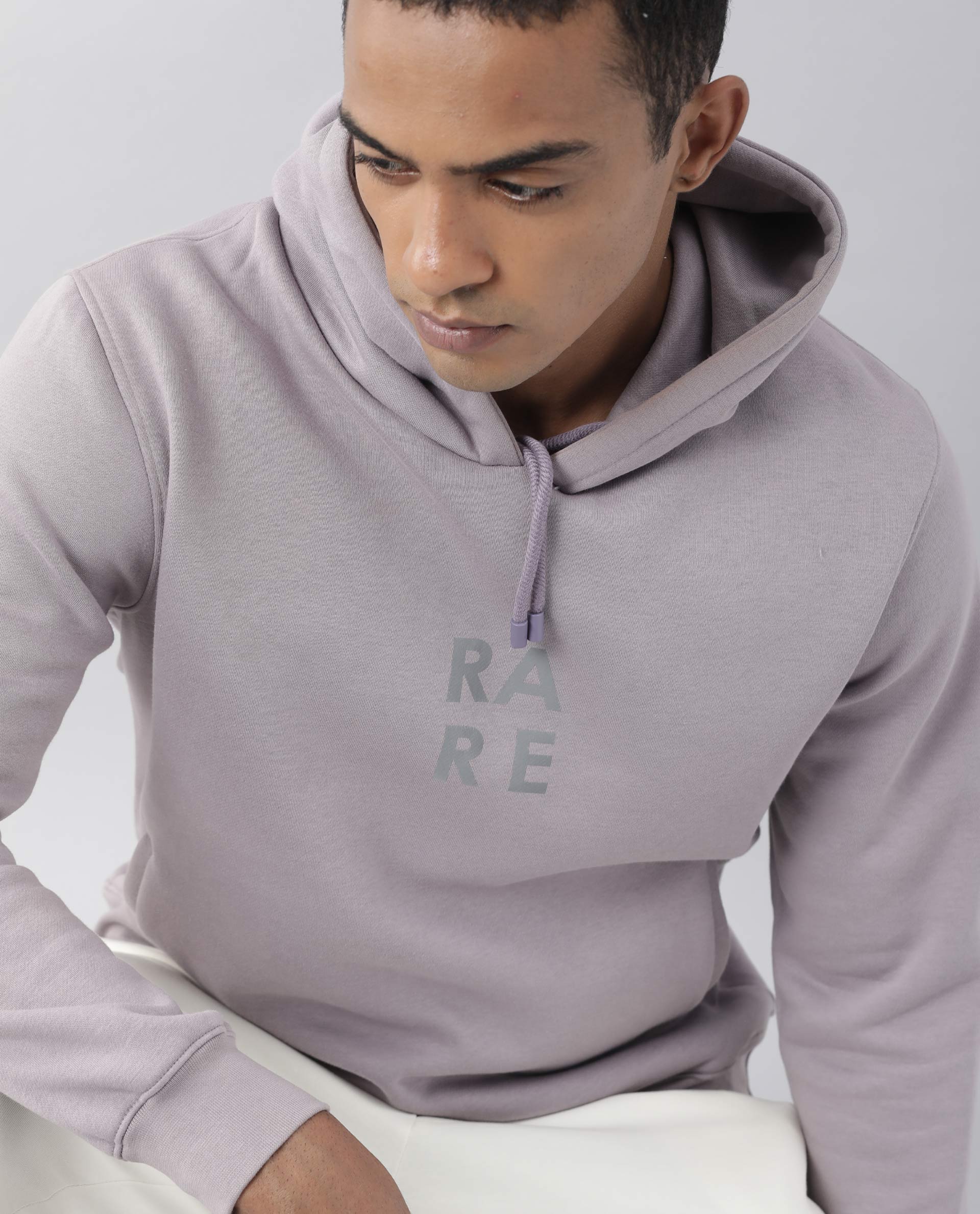 Rare Rabbit Men's Loggs Purple Cotton Plain Slim Fit Full Sleeve Hooded Sweatshirt - Image 2