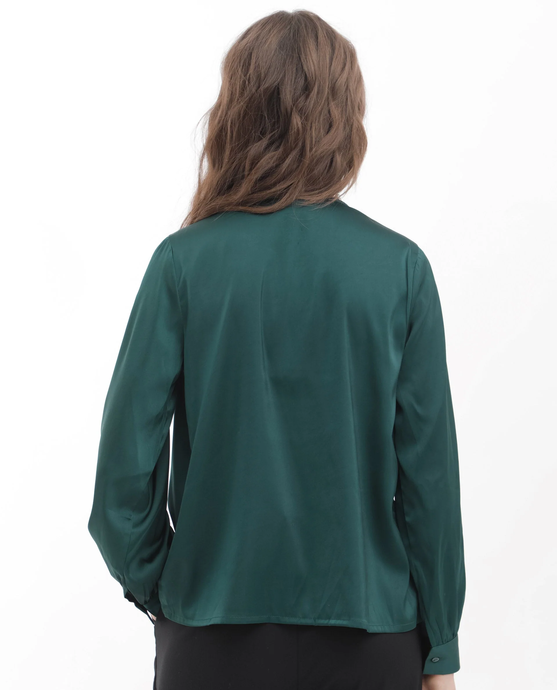 Rareism Women's Lohan Dark Green Polyester V-Neck Plain Cuffed Sleeve Regular Fit Top - Image 10