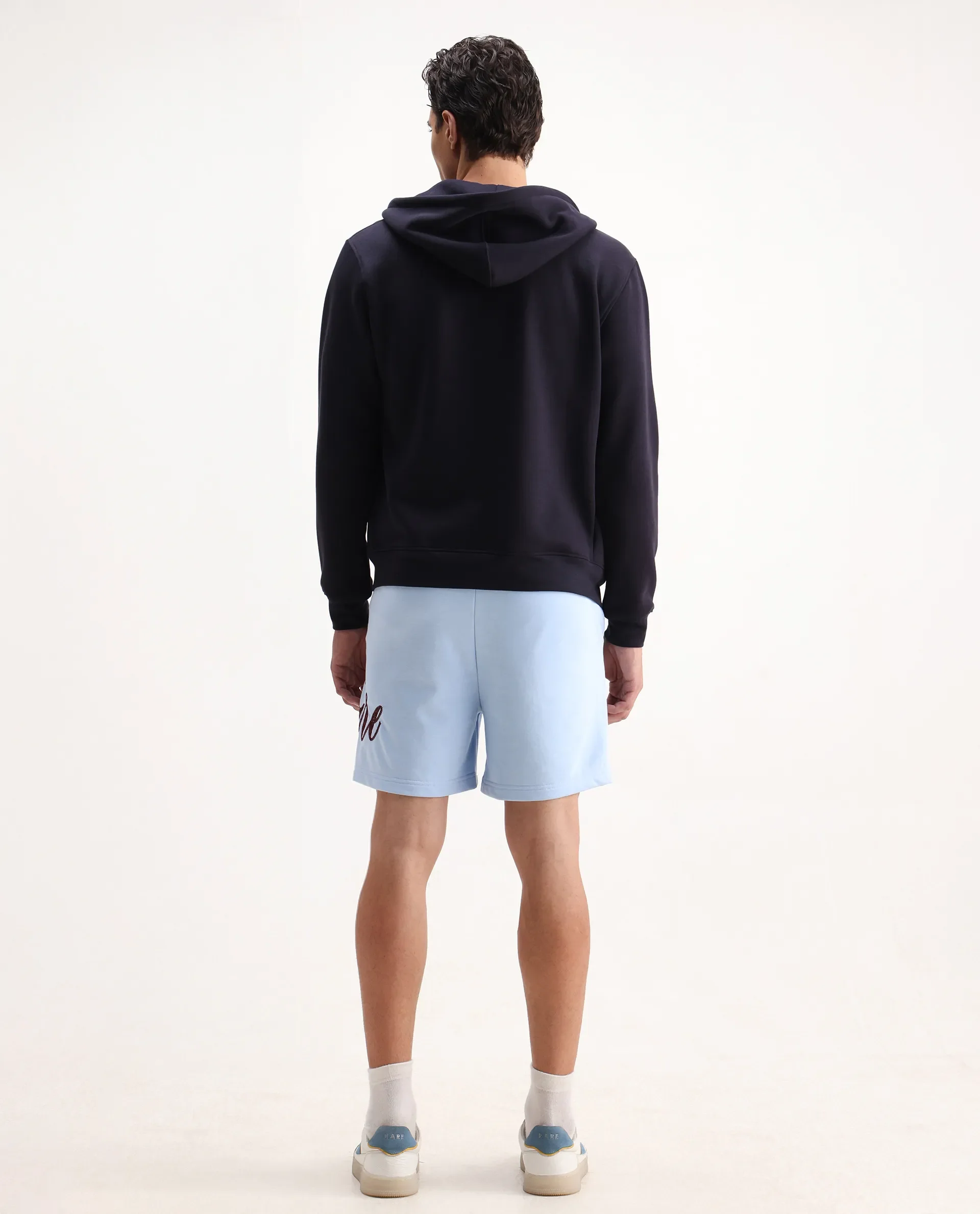 Rare Rabbit Men's Loito Light Blue Cotton Blend Embroidered Regular Fit Shorts - Image 9