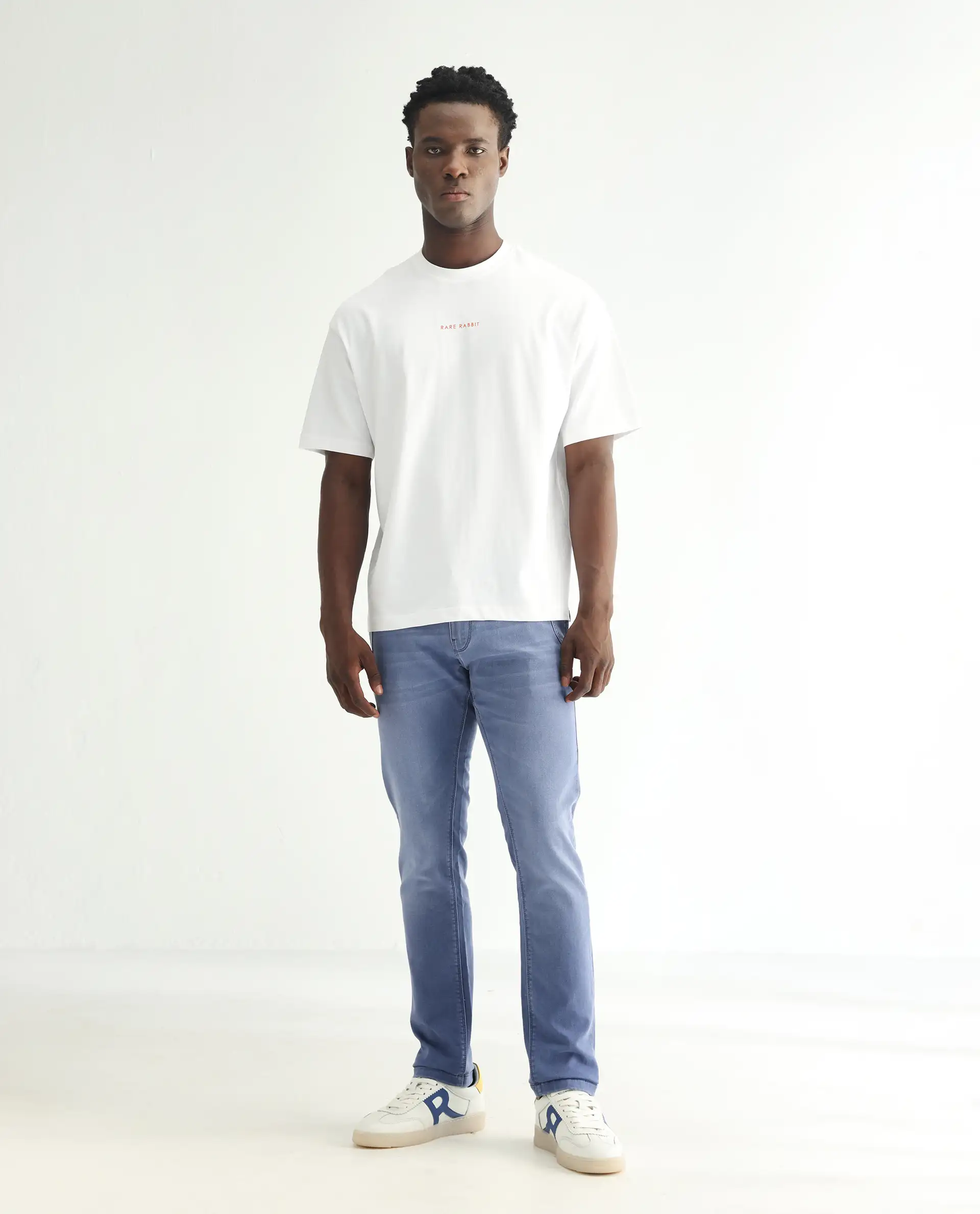 Rare Rabbit Men's Loja Blue Cotton Plain Hawk Slim Fit Jeans - Image 3