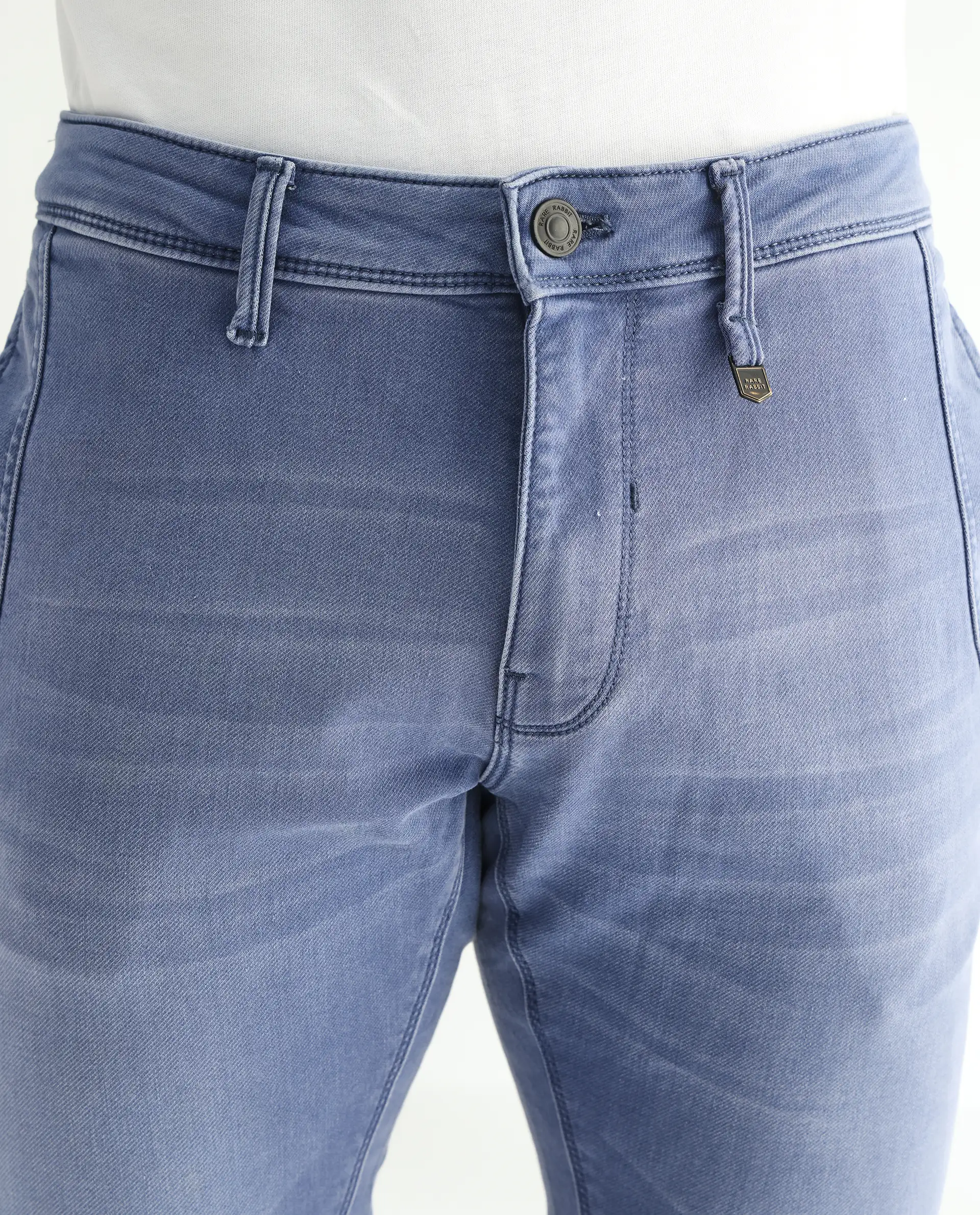 Rare Rabbit Men's Loja Blue Cotton Plain Hawk Slim Fit Jeans - Image 6