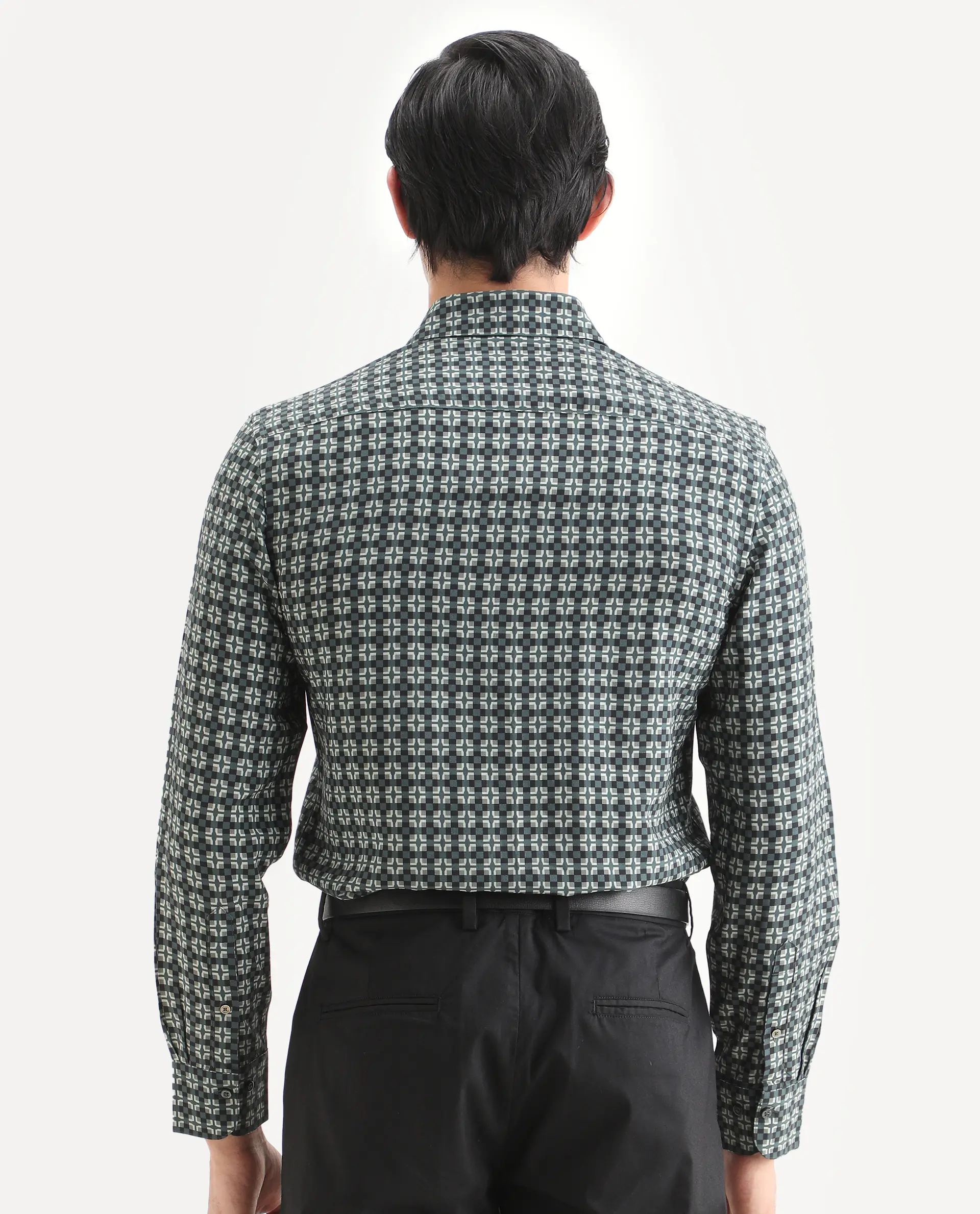 Rare Rabbit Men's Lojo L Dusky Green Viscose Fabric Full Sleeve Spread Collar Regular Fit Geometric Print Shirt - Image 6