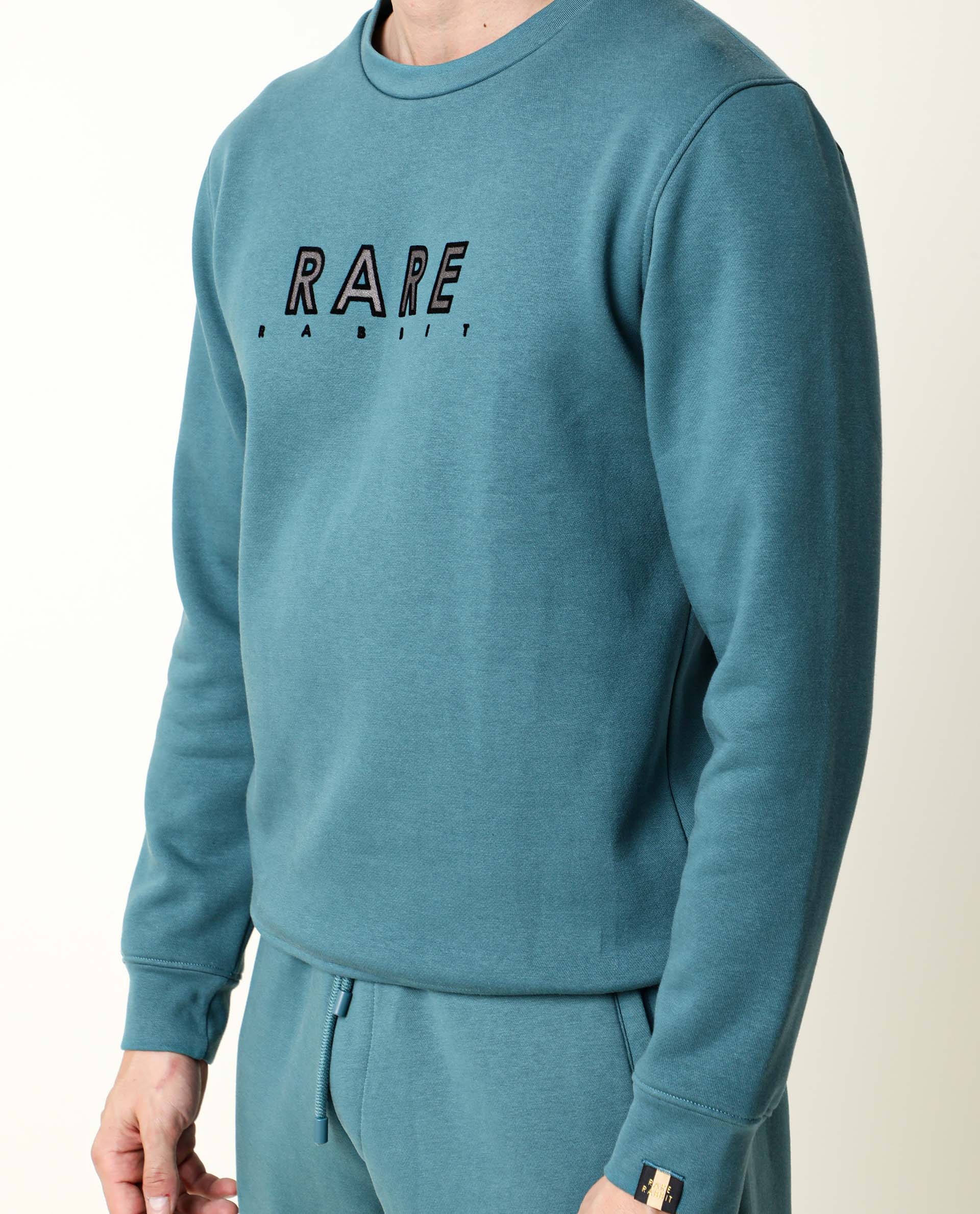 Rare Rabbit Men's Loki Petrol Cotton Graphic Print Slim Fit Full Sleeve Crew Neck Sweatshirt - Image 5
