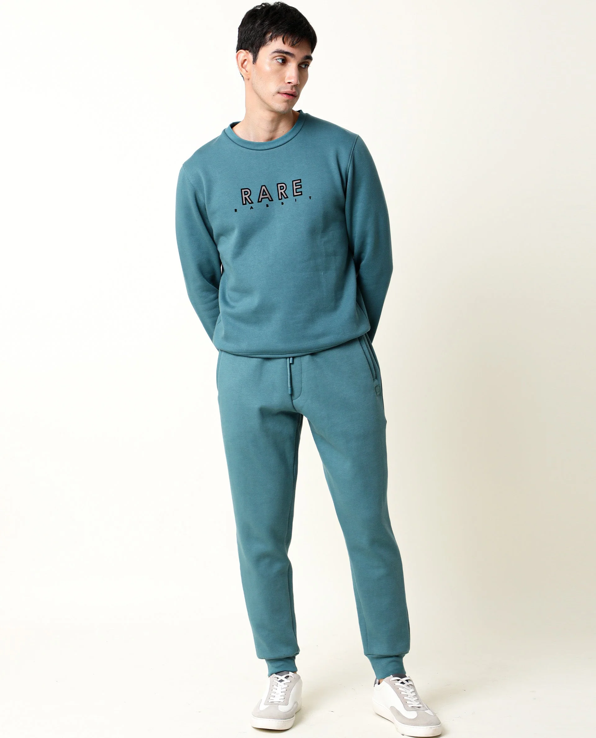 Rare Rabbit Men's Loki Petrol Cotton Graphic Print Slim Fit Full Sleeve Crew Neck Sweatshirt - Image 6