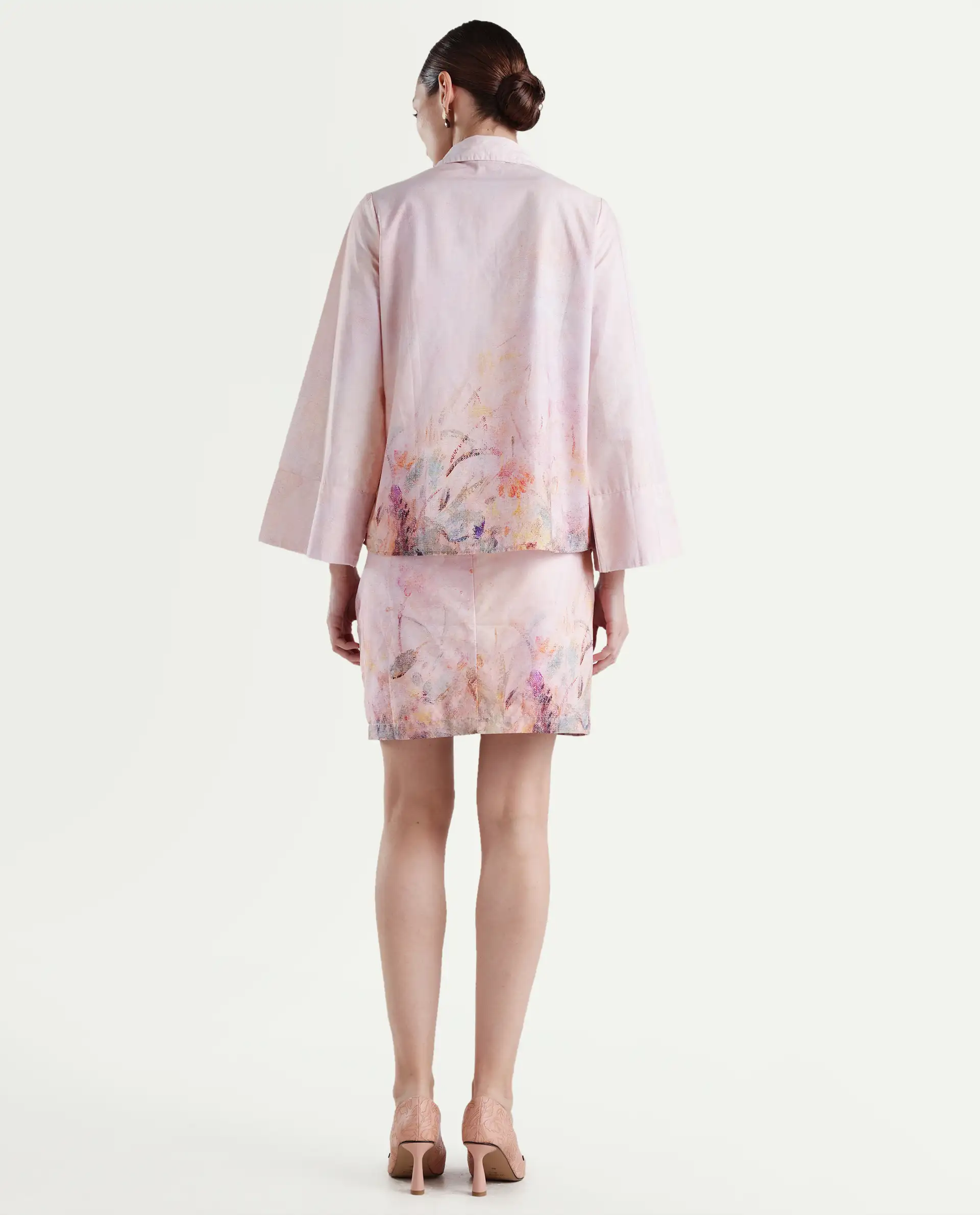 Rareism Women's Loko-B-Pink Cotton Abstract Print Mini Regular Fit Skirt - Image 7