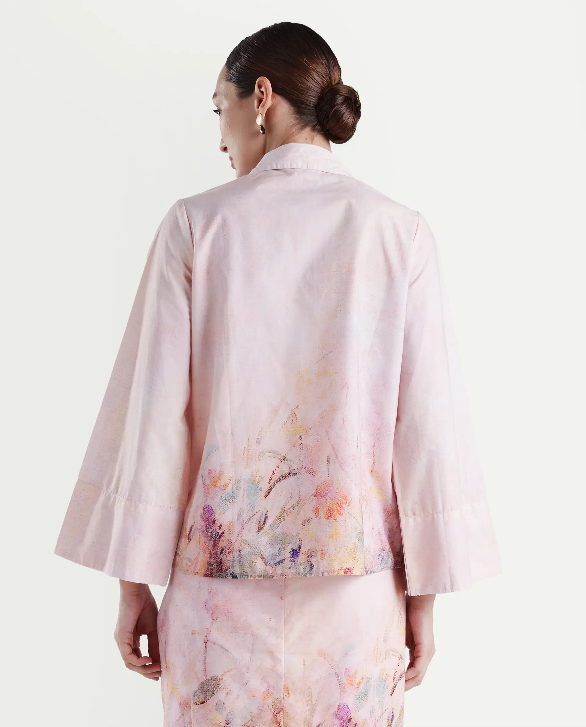 Rareism Women's Loko Pink Cotton Spread Collar Floral Print Bell Sleeve Regular Fit Top - Image 7