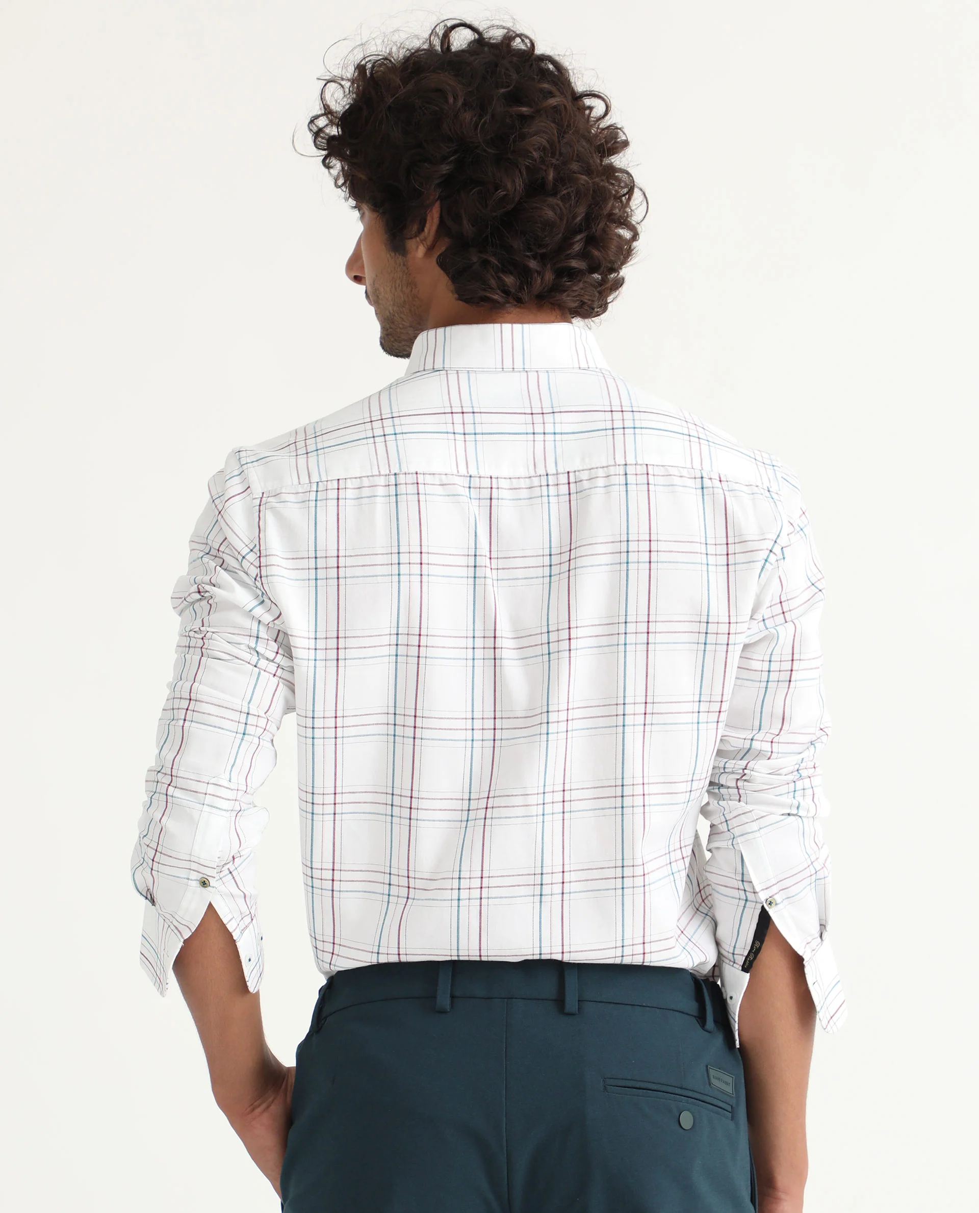 Rare Rabbit Men's Lome White Cotton Checked Print Regular Fit Full Sleeve Collared Shirt - Image 11