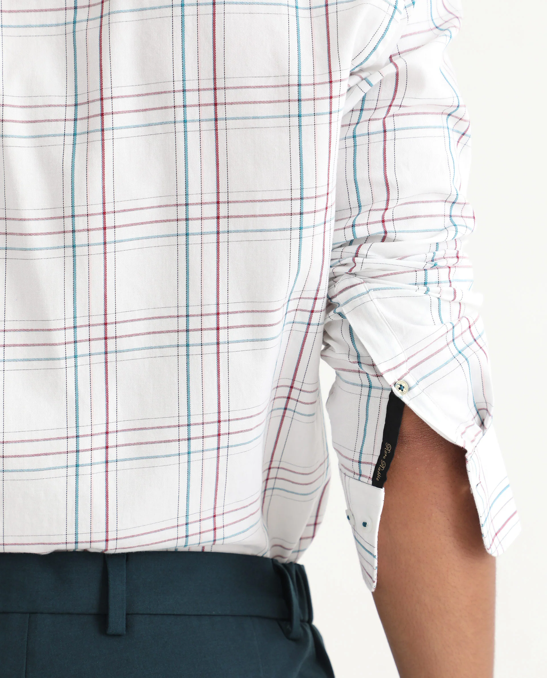Rare Rabbit Men's Lome White Cotton Checked Print Regular Fit Full Sleeve Collared Shirt - Image 5