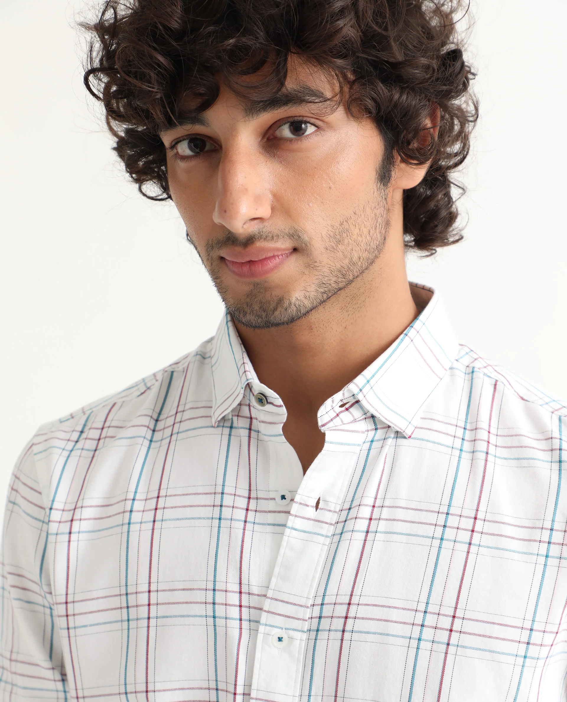 Rare Rabbit Men's Lome White Cotton Checked Print Regular Fit Full Sleeve Collared Shirt - Image 6