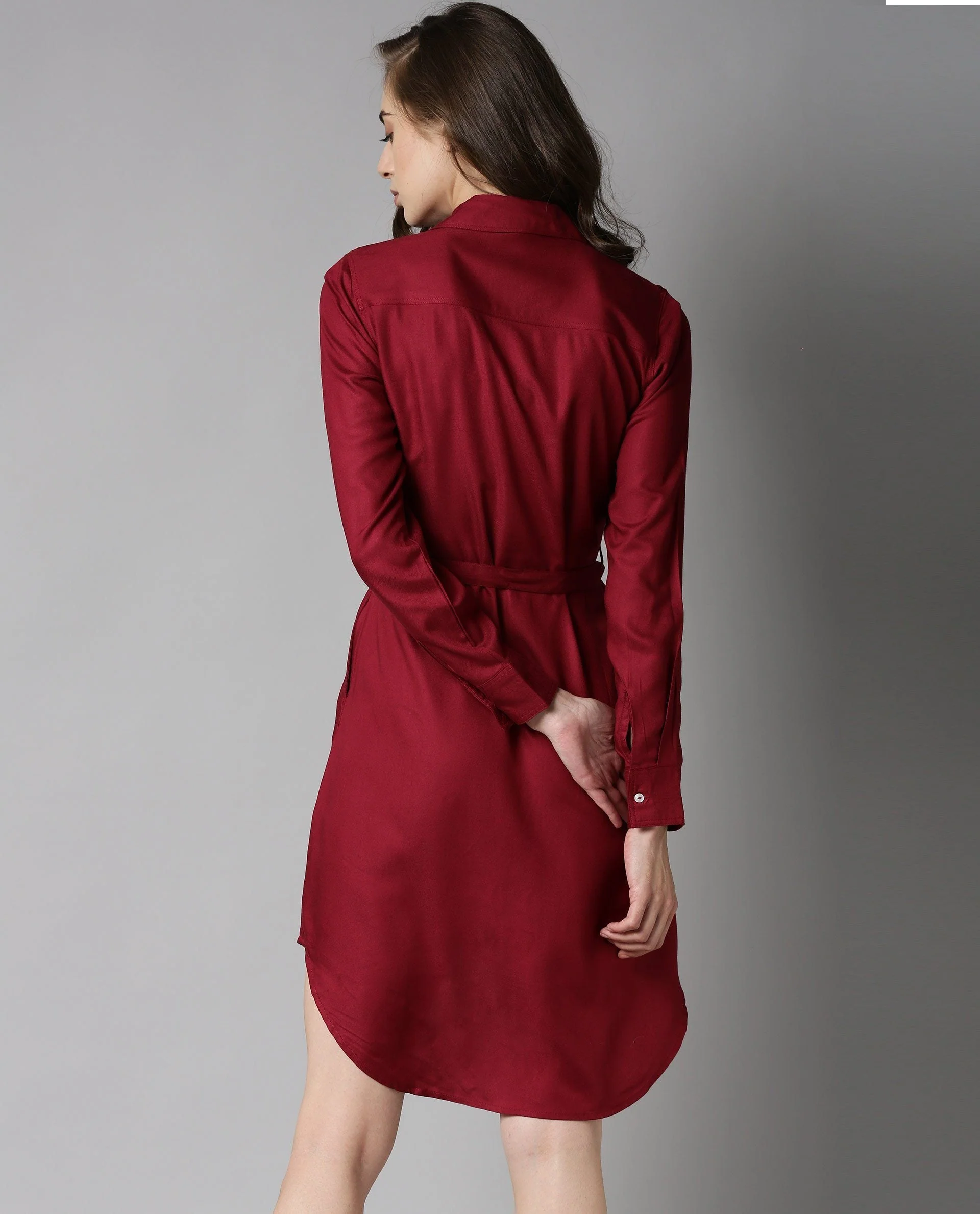 Rareism Women London-Rz Maroon Dress Full Sleeves Solid - Image 6