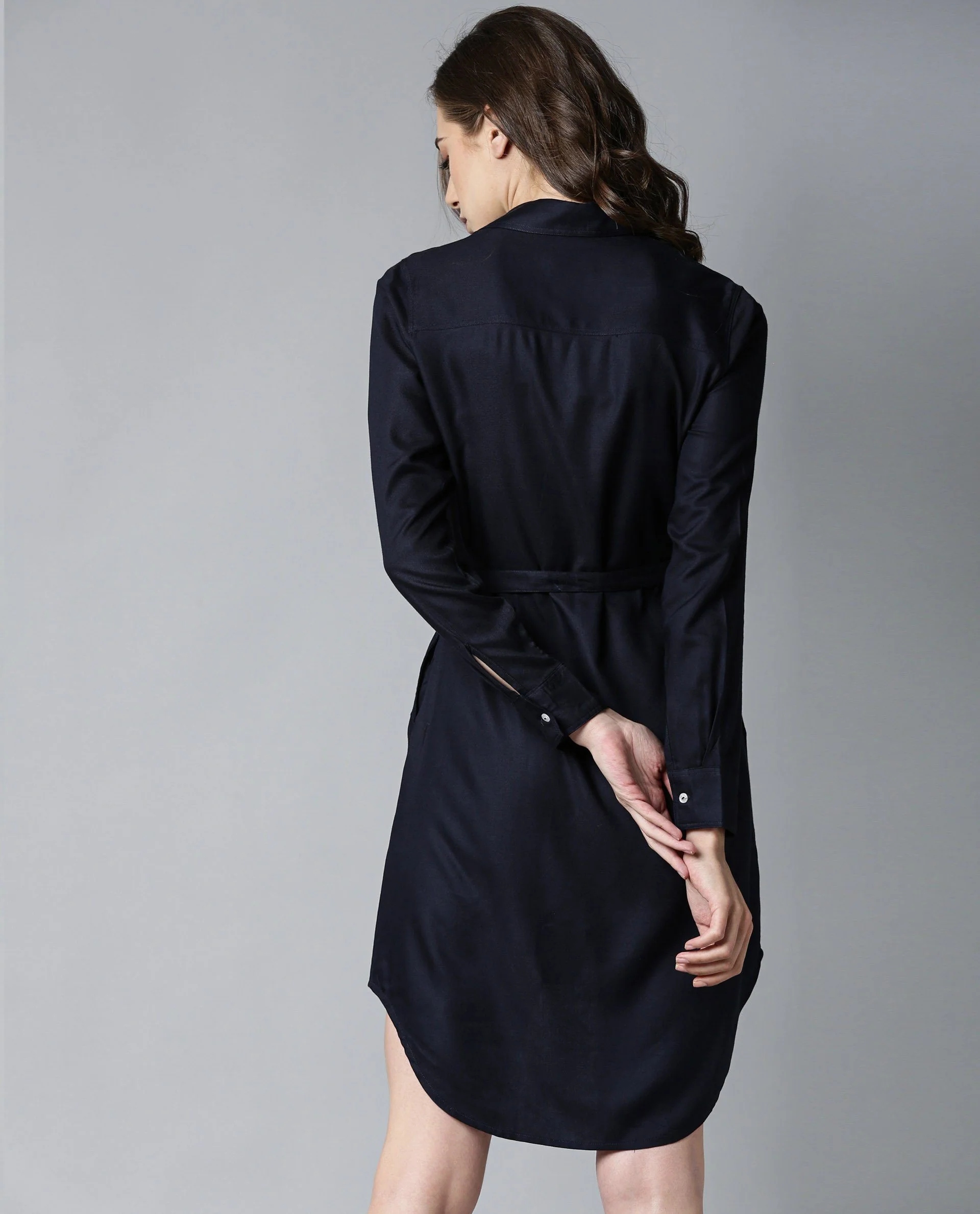 Rareism Women London-Rz Navy Dress Full Sleeves Solid - Image 5