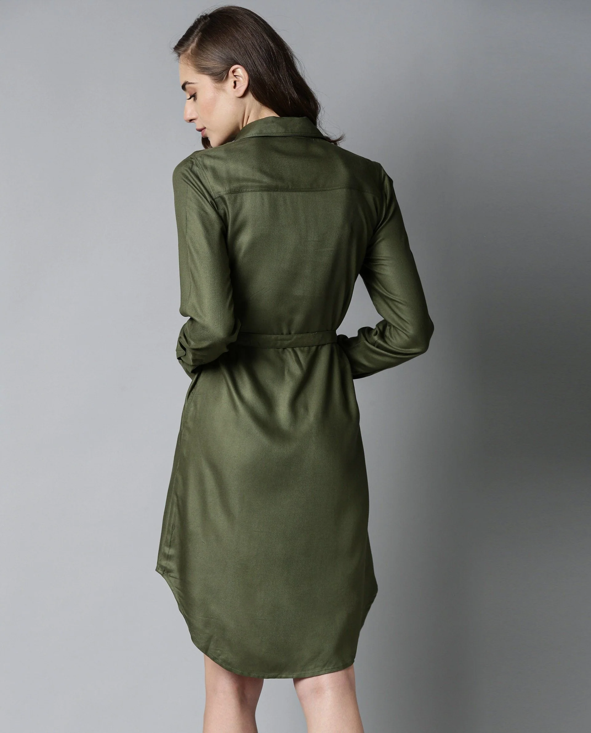 Rareism Women London-Rz Green Dress Full Sleeves Solid - Image 7
