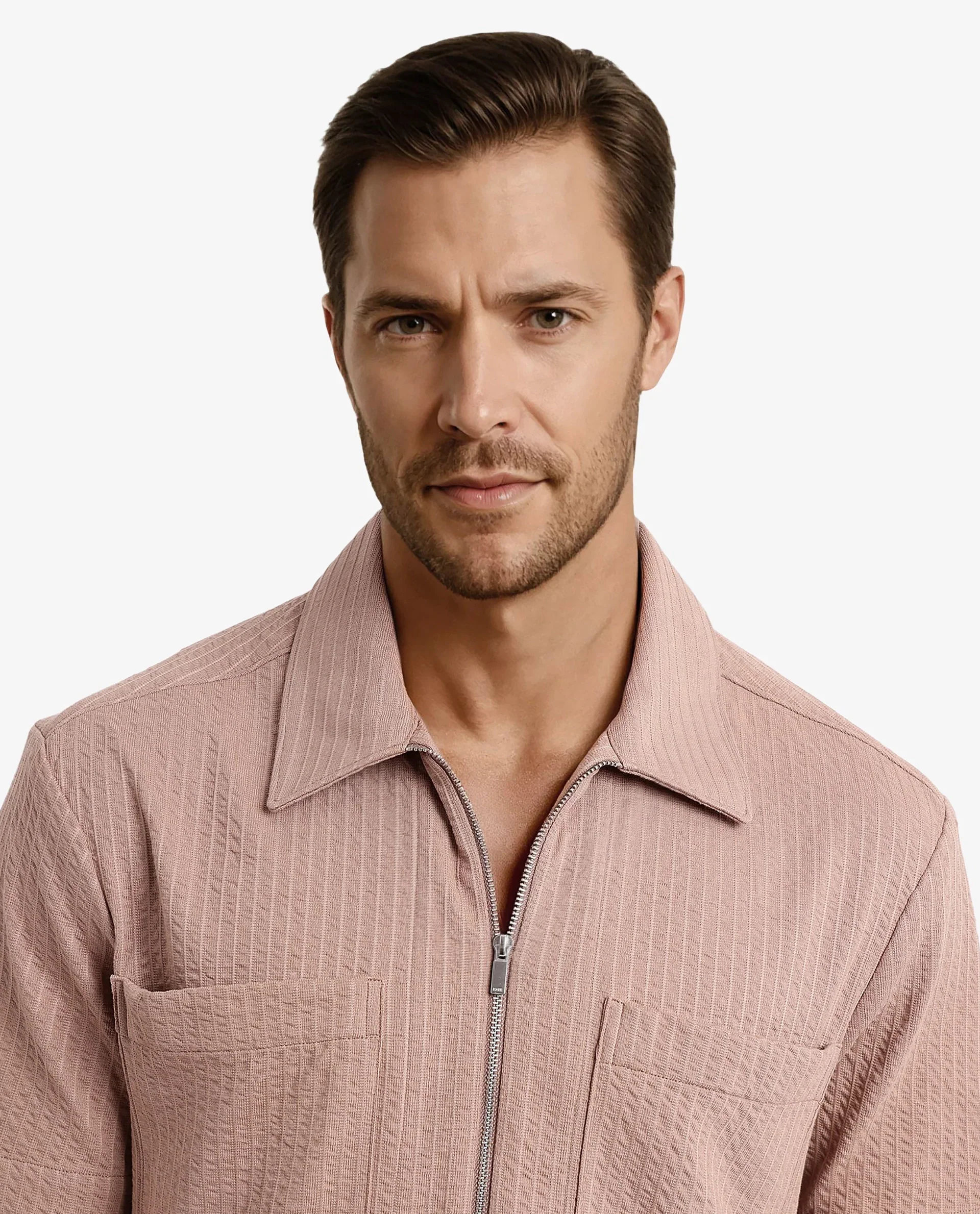 Rare Rabbit Men's Loomz Light Brown Cotton Textured Boxy Fit Half Sleeve Spread Collar Shirt - Image 8