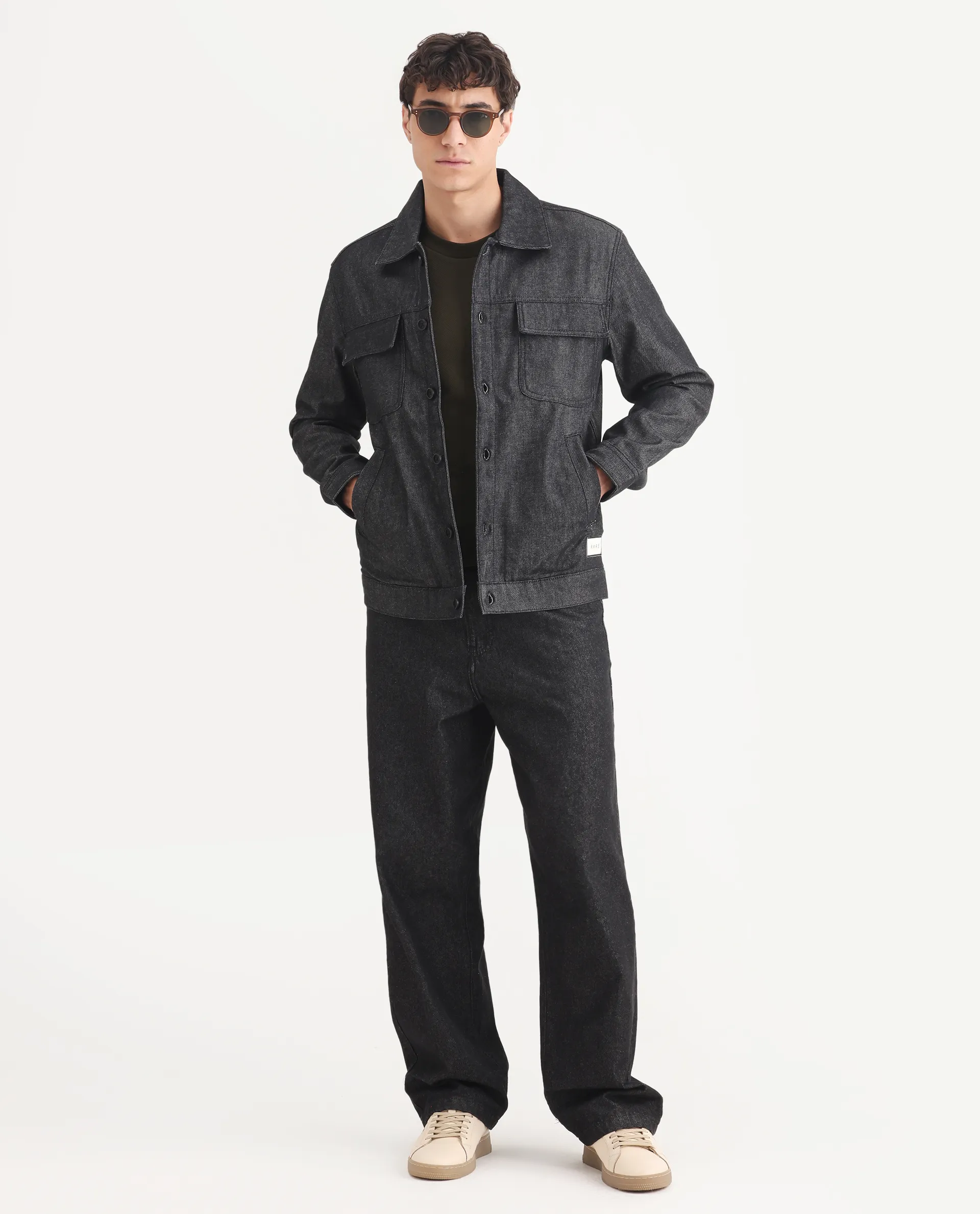 Rare Rabbit Men's Loon Black Cotton Graphic Print Regular Fit Full Sleeve Spread Collar Jacket - Image 2