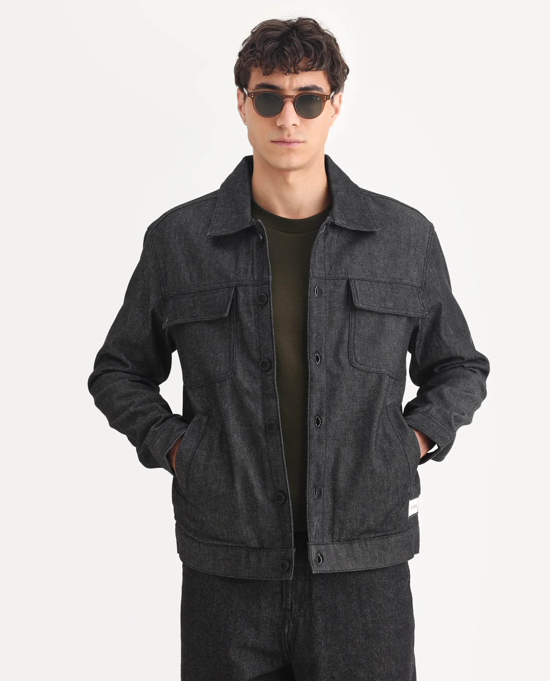 Rare Rabbit Men's Loon Black Cotton Graphic Print Regular Fit Full Sleeve Spread Collar Jacket - Image 3