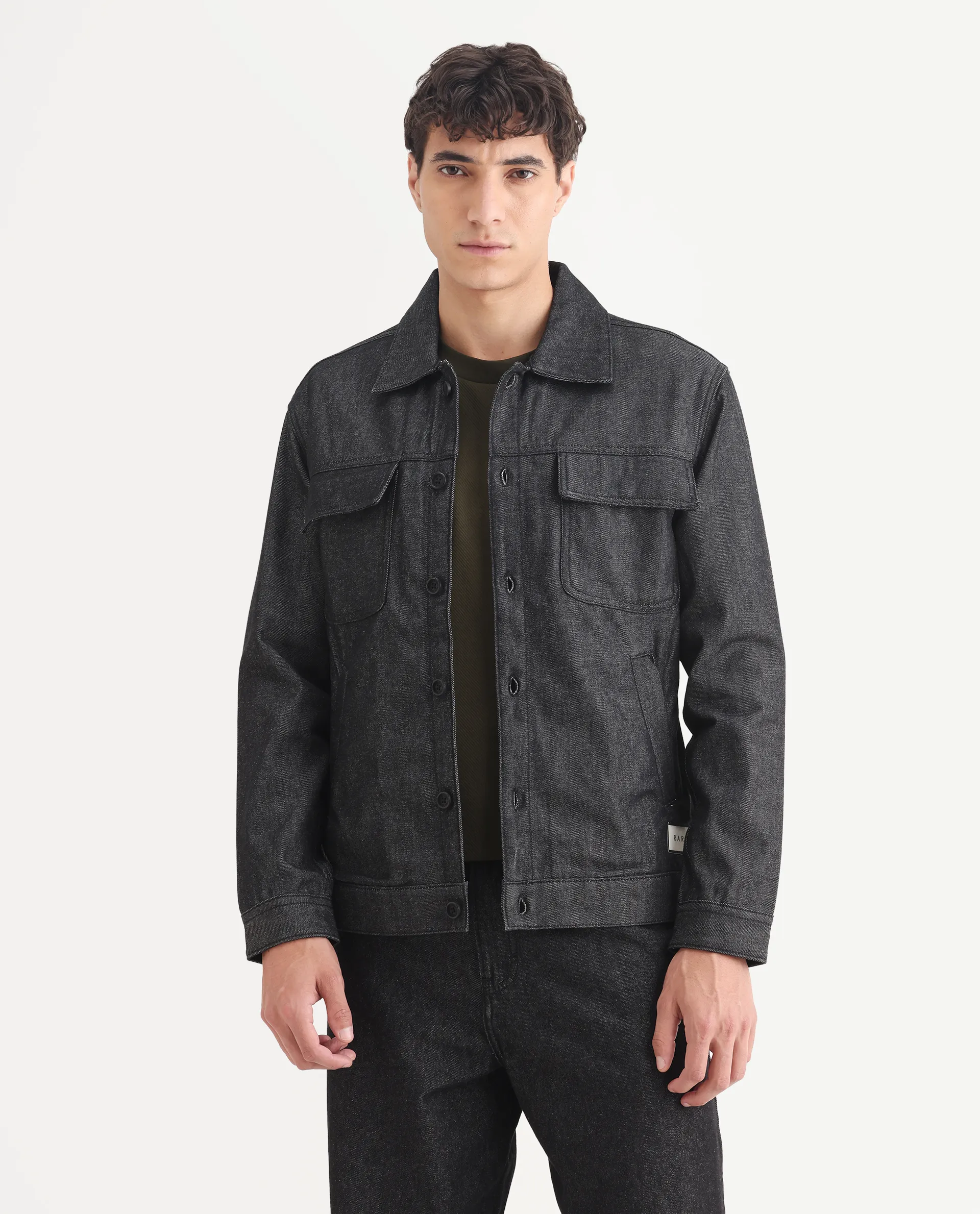 Rare Rabbit Men's Loon Black Cotton Graphic Print Regular Fit Full Sleeve Spread Collar Jacket - Image 4