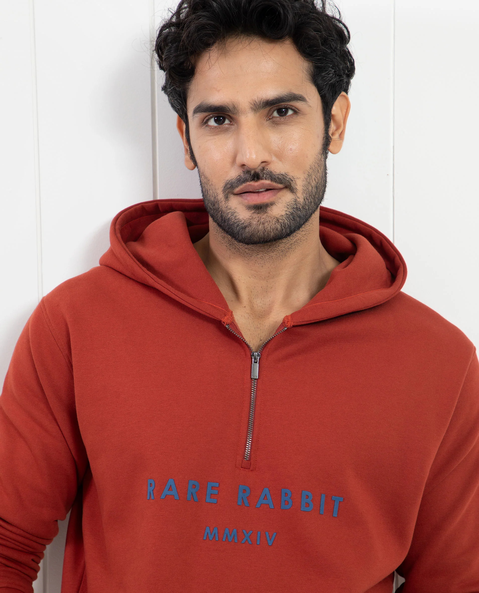 Rare Rabbit Men's Lorall Brown Cotton Graphic Print Regular Fit Full Sleeve Hooded Sweatshirt