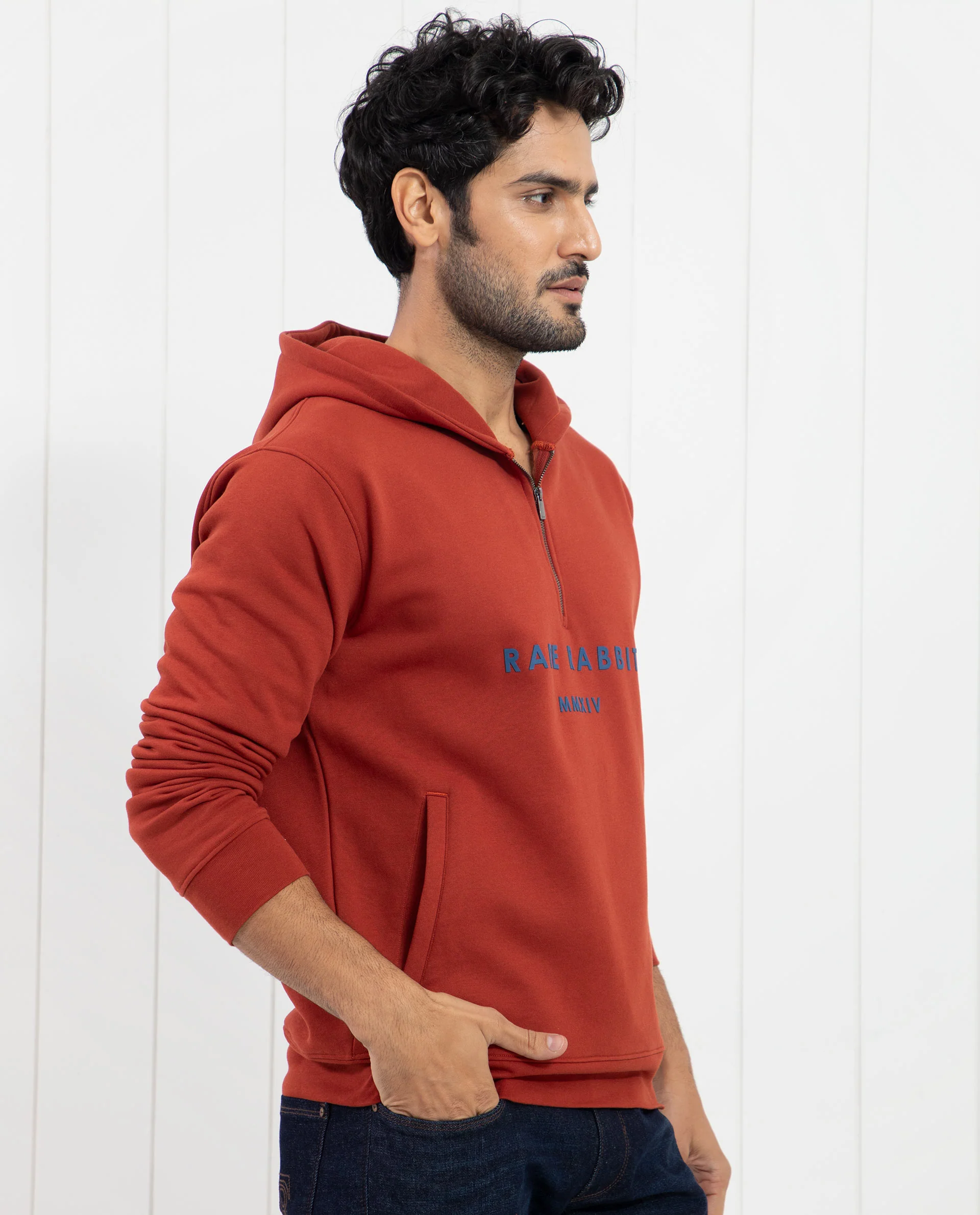 Rare Rabbit Men's Lorall Brown Cotton Graphic Print Regular Fit Full Sleeve Hooded Sweatshirt - Image 5