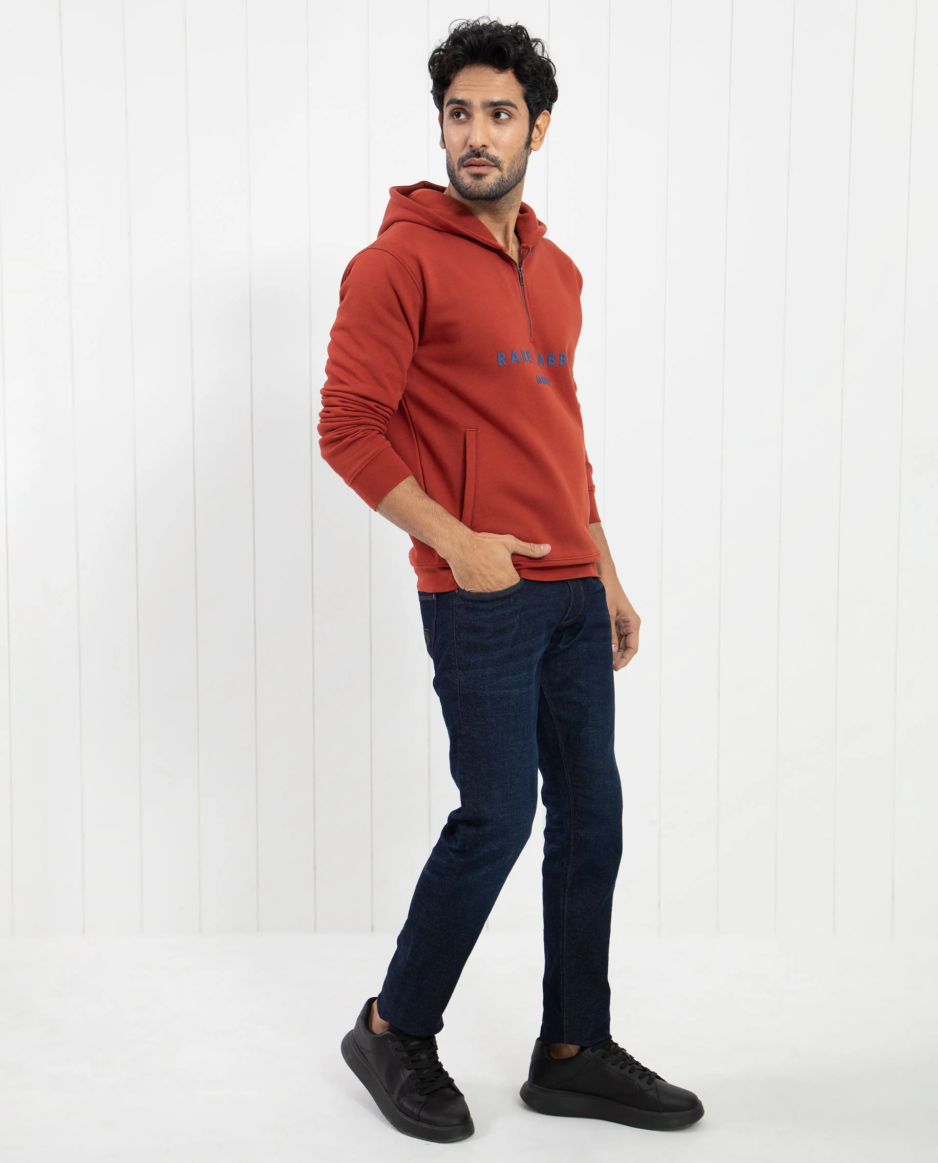 Rare Rabbit Men's Lorall Brown Cotton Graphic Print Regular Fit Full Sleeve Hooded Sweatshirt - Image 6