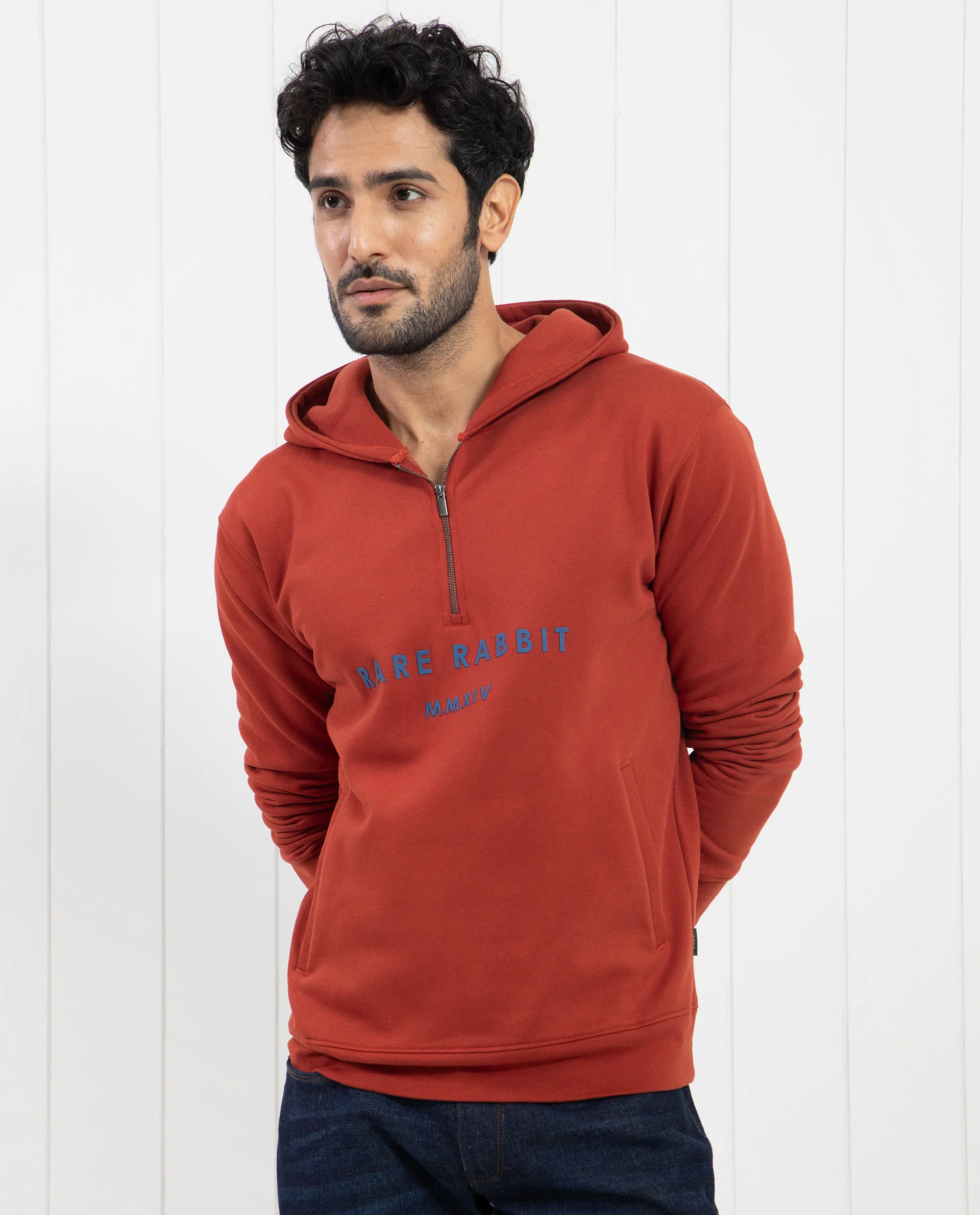 Rare Rabbit Men's Lorall Brown Cotton Graphic Print Regular Fit Full Sleeve Hooded Sweatshirt - Image 7