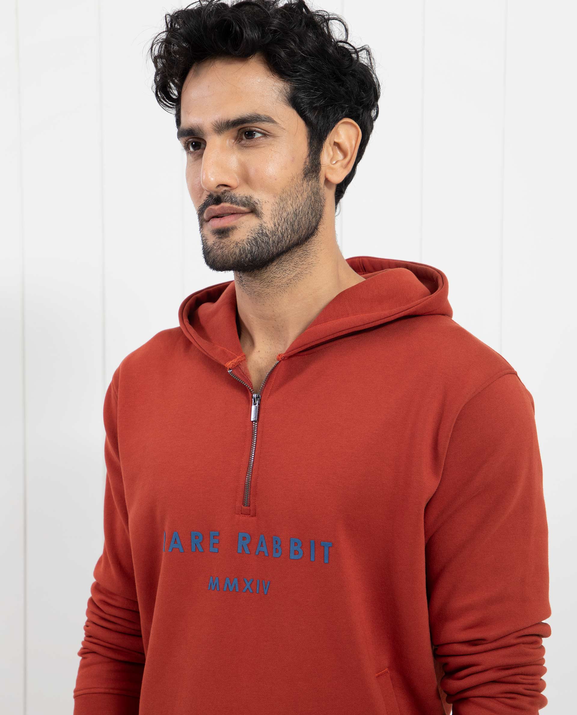 Rare Rabbit Men's Lorall Brown Cotton Graphic Print Regular Fit Full Sleeve Hooded Sweatshirt - Image 8