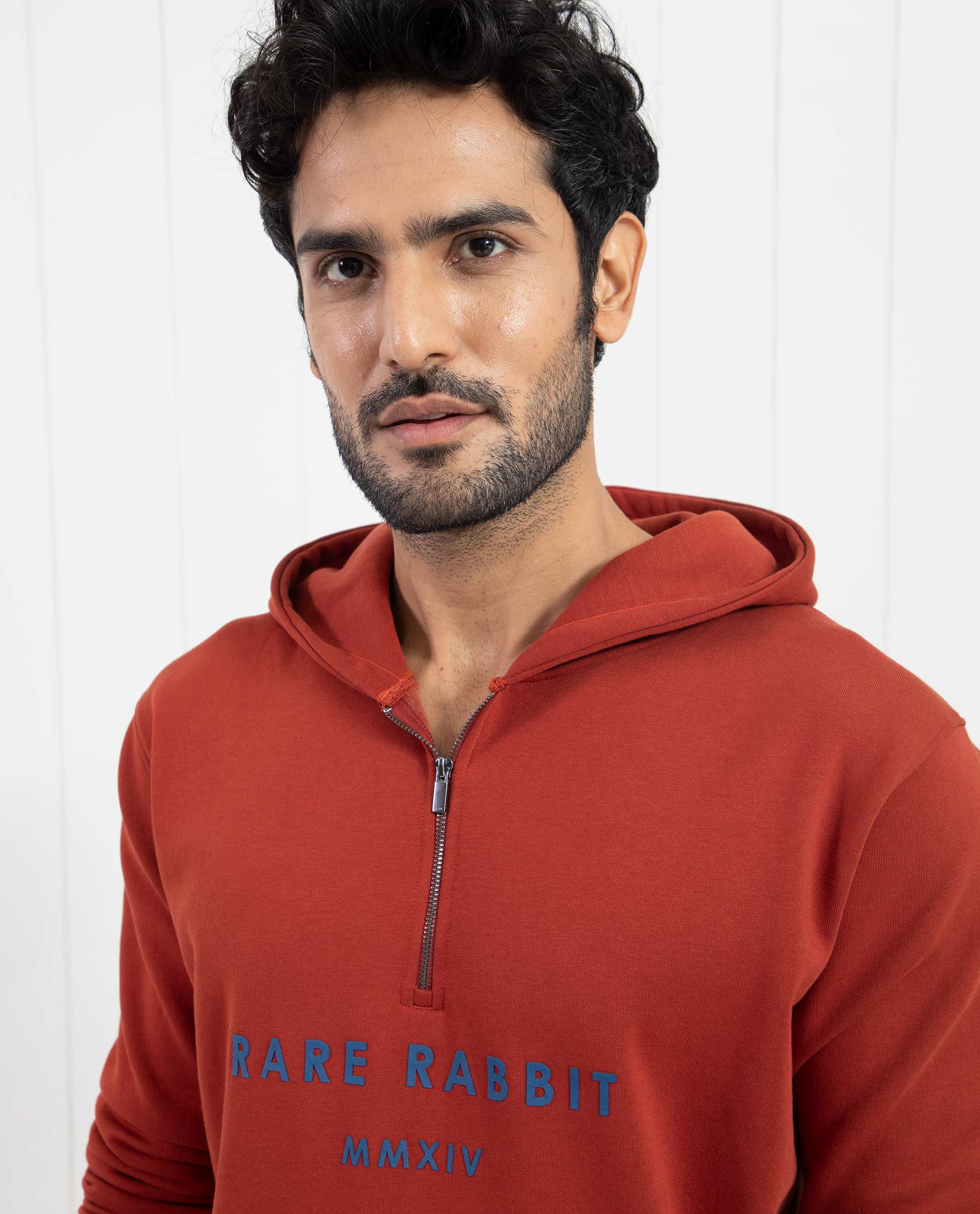 Rare Rabbit Men's Lorall Brown Cotton Graphic Print Regular Fit Full Sleeve Hooded Sweatshirt - Image 9