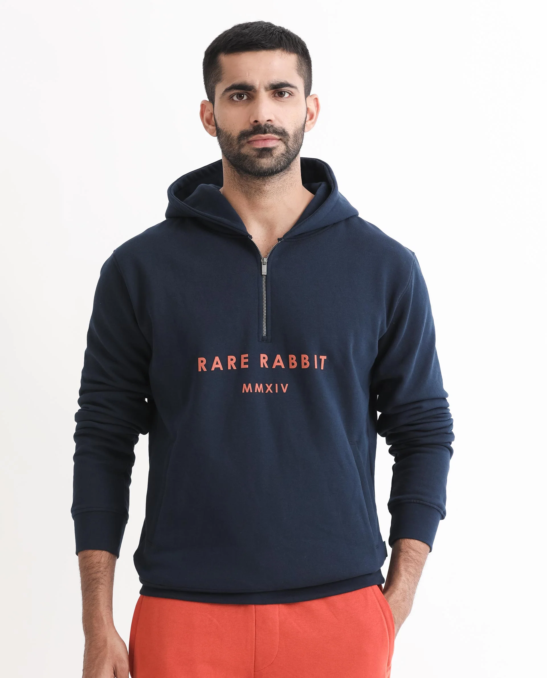 Rare Rabbit Men's Lorall Navy Cotton Graphic Print Regular Fit Full Sleeve Hooded Sweatshirt - Image 5