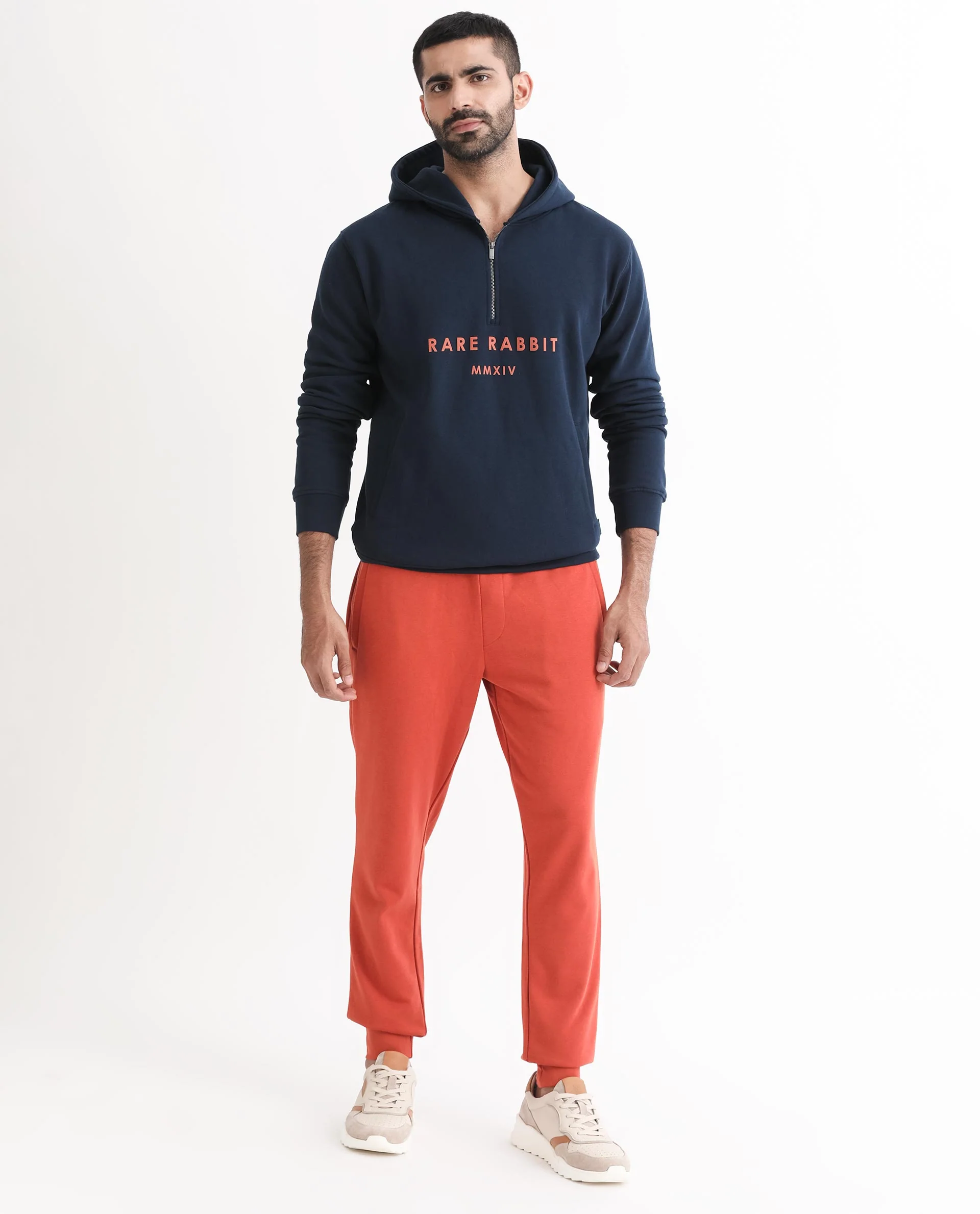 Rare Rabbit Men's Lorall Navy Cotton Graphic Print Regular Fit Full Sleeve Hooded Sweatshirt - Image 6