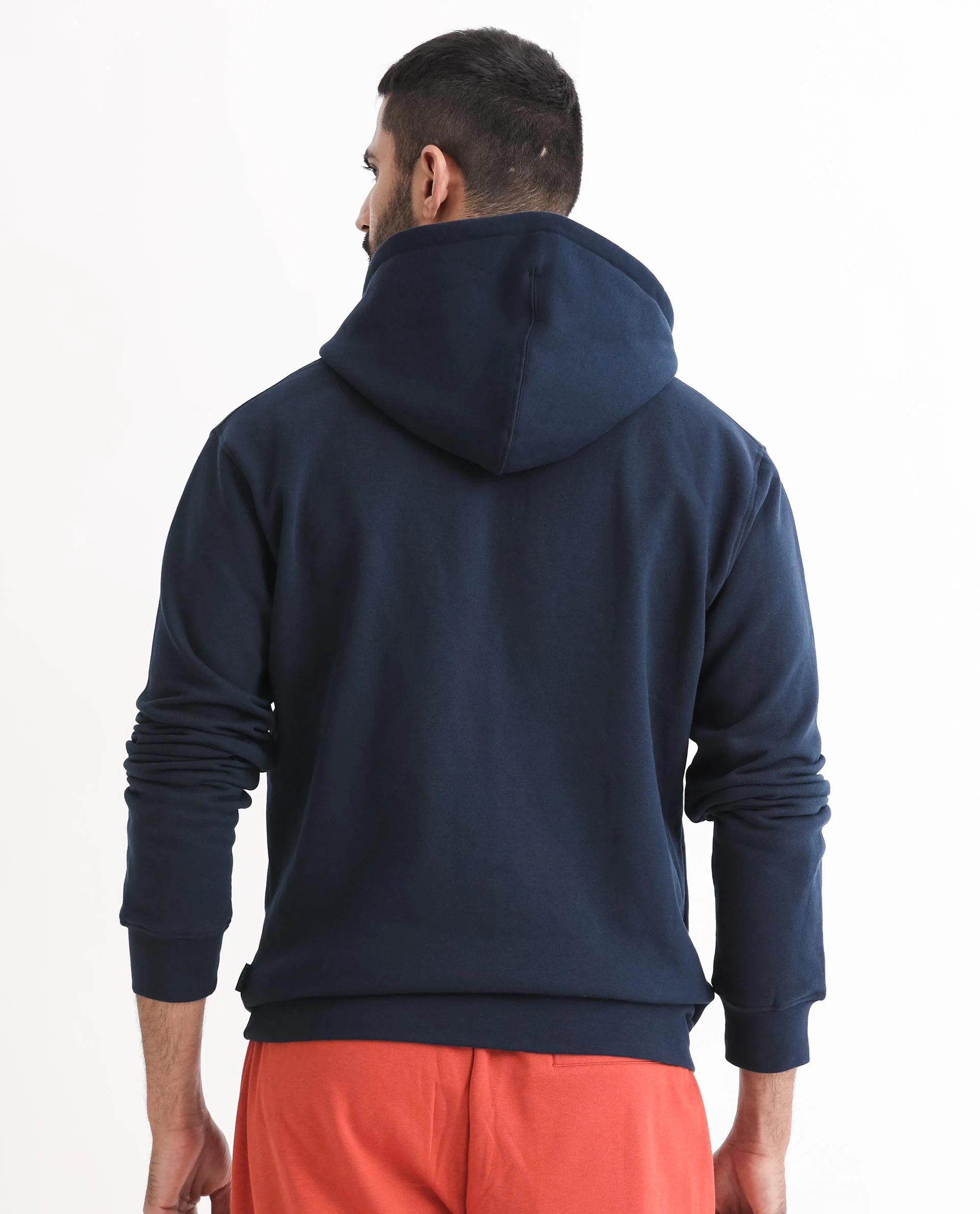 Rare Rabbit Men's Lorall Navy Cotton Graphic Print Regular Fit Full Sleeve Hooded Sweatshirt - Image 7