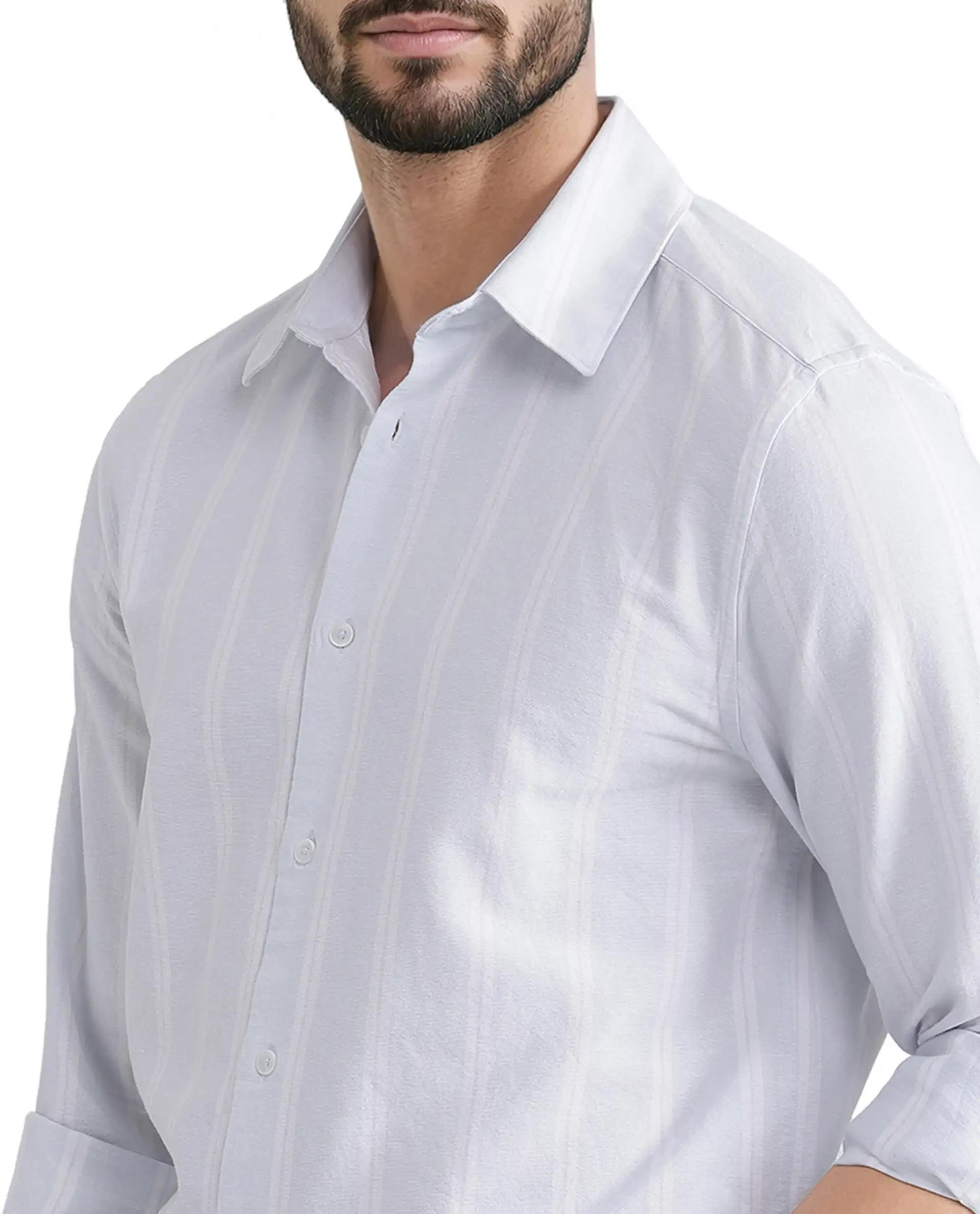 Rare Rabbit Men's Lorb Light Blue Cotton Striped Print Regular Fit Full Sleeve Collared Shirt - Image 4