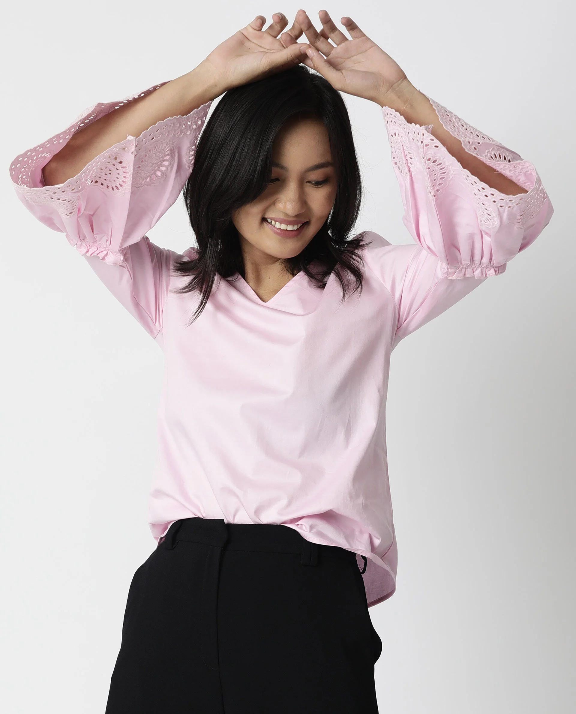Rareism Women Lord Pink Top Full Sleeves Solid - Image 3