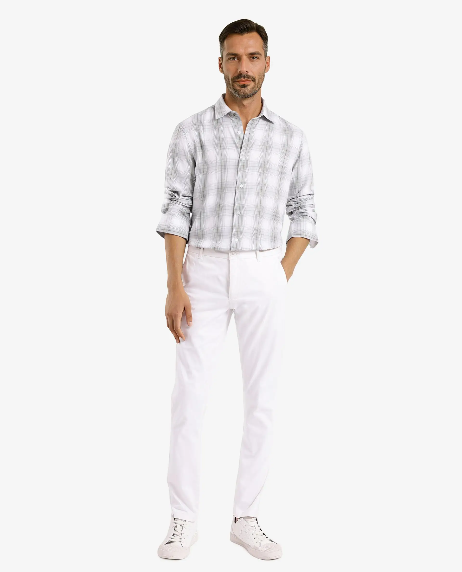 Rare Rabbit Men's Lorde Dusky Green Cotton Checked Print Regular Fit Full Sleeve Collared Shirt - Image 2