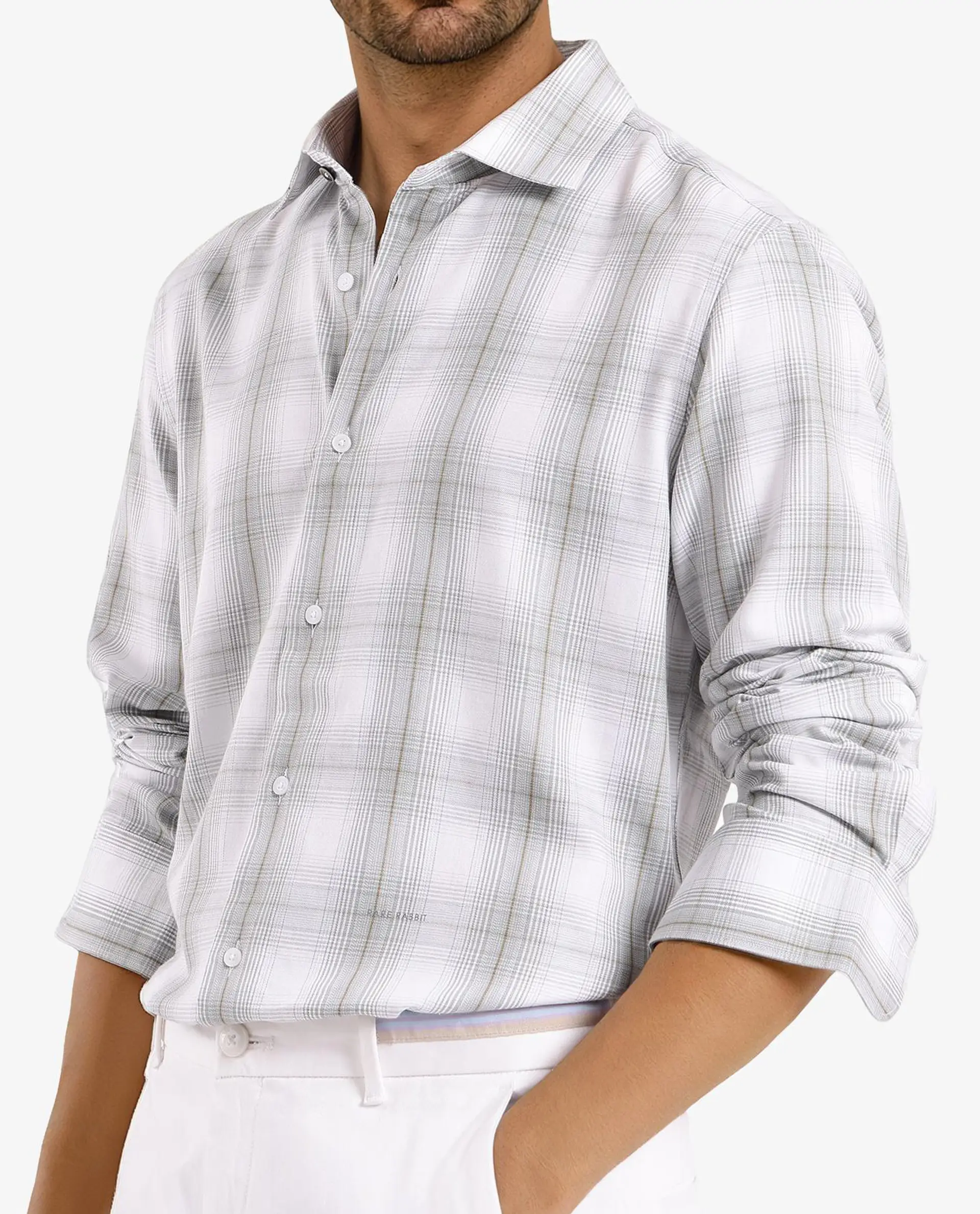 Rare Rabbit Men's Lorde Dusky Green Cotton Checked Print Regular Fit Full Sleeve Collared Shirt - Image 3