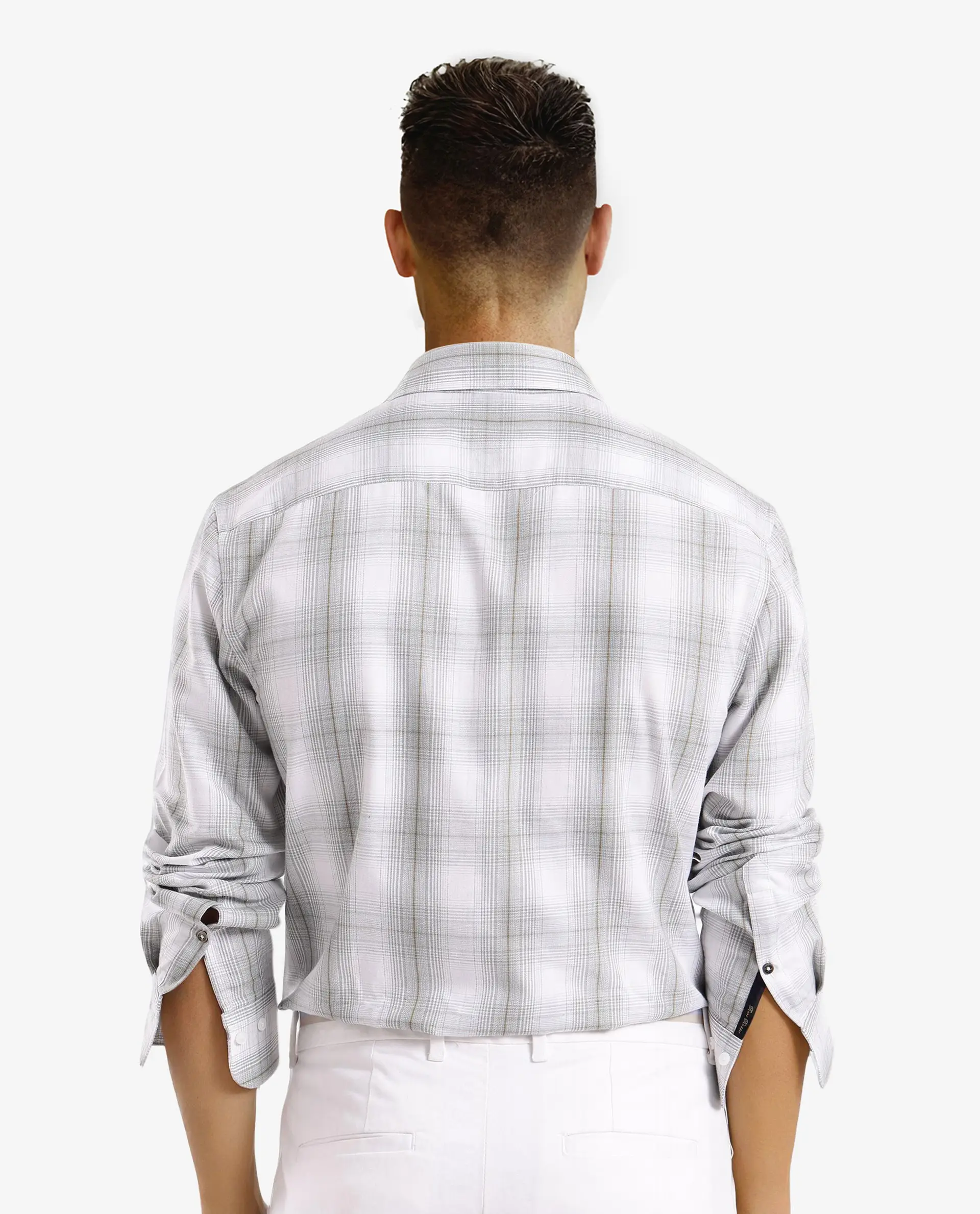 Rare Rabbit Men's Lorde Dusky Green Cotton Checked Print Regular Fit Full Sleeve Collared Shirt - Image 9
