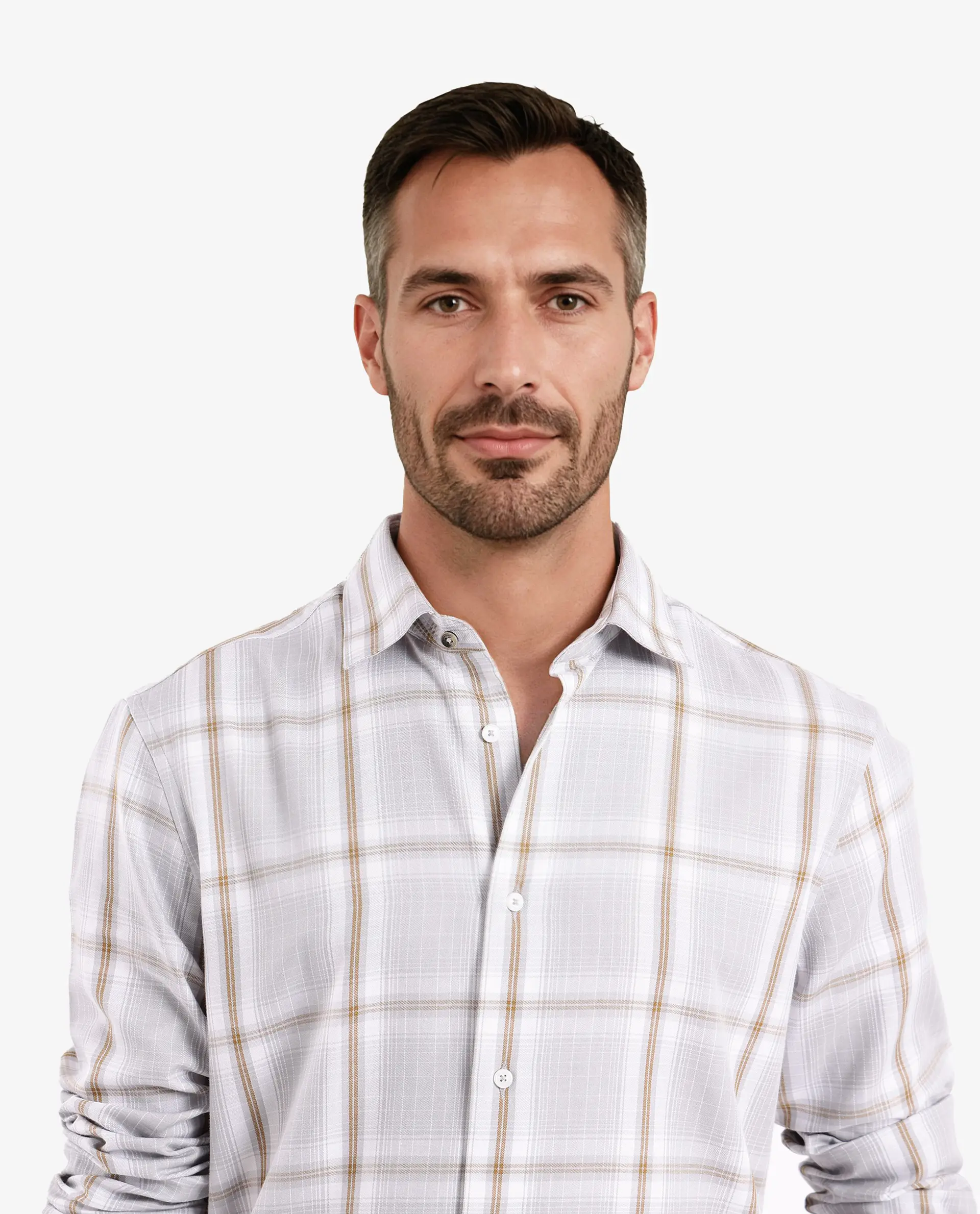 Rare Rabbit Men's Lorde Light Grey Cotton Checked Print Regular Fit Full Sleeve Collared Shirt - Image 6