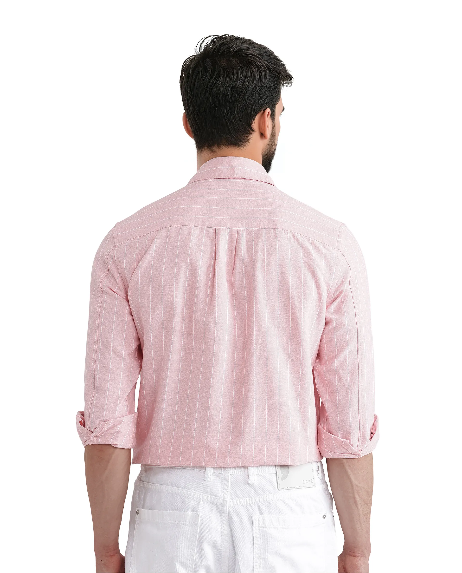 Rare Rabbit Men's Lork Pink Cotton Striped Print Regular Fit Full Sleeve Collared Shirt - Image 4