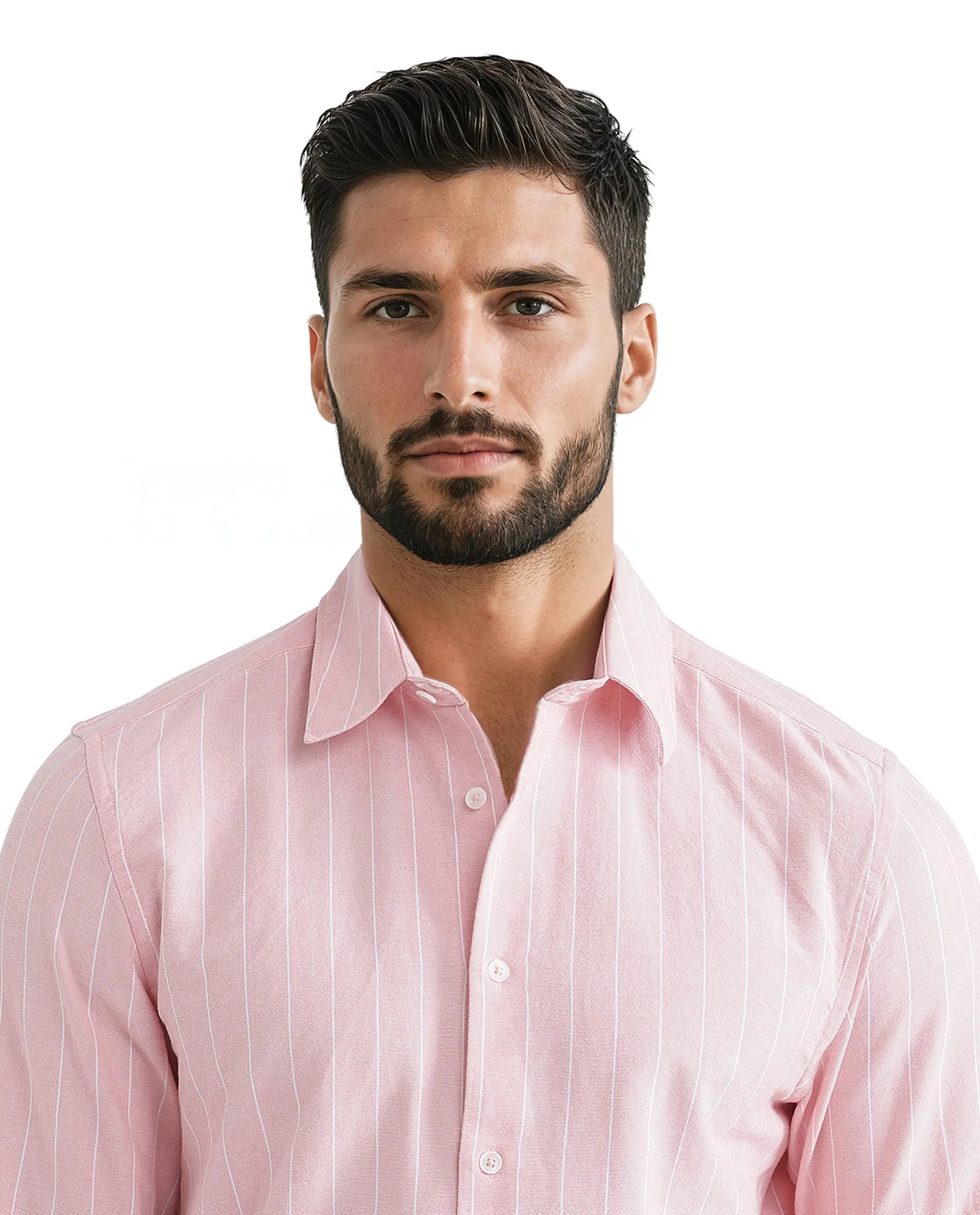 Rare Rabbit Men's Lork Pink Cotton Striped Print Regular Fit Full Sleeve Collared Shirt - Image 8