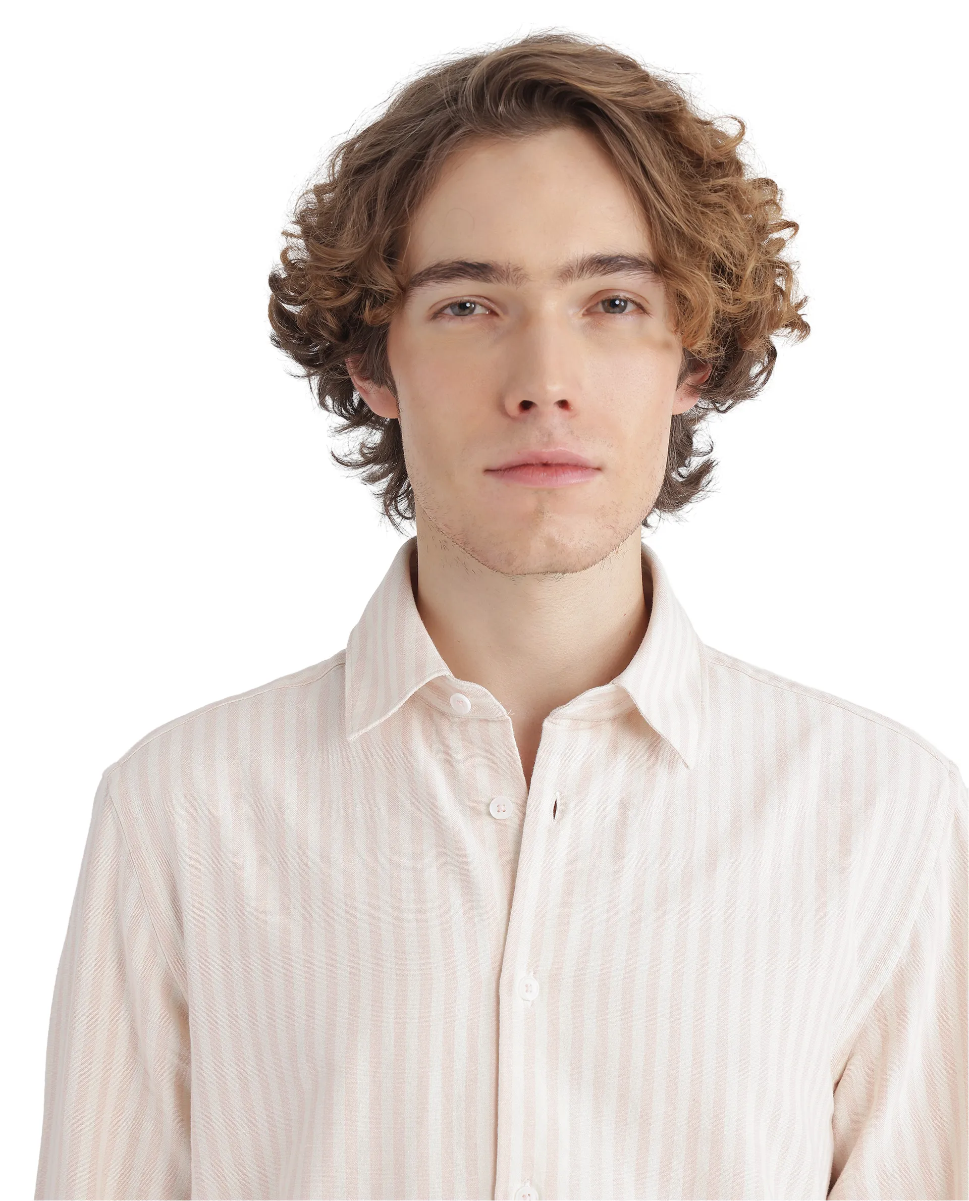 Rare Rabbit Men's Lorp Light Pink Cotton Striped Print Regular Fit Full Sleeve Collared Shirt - Image 3